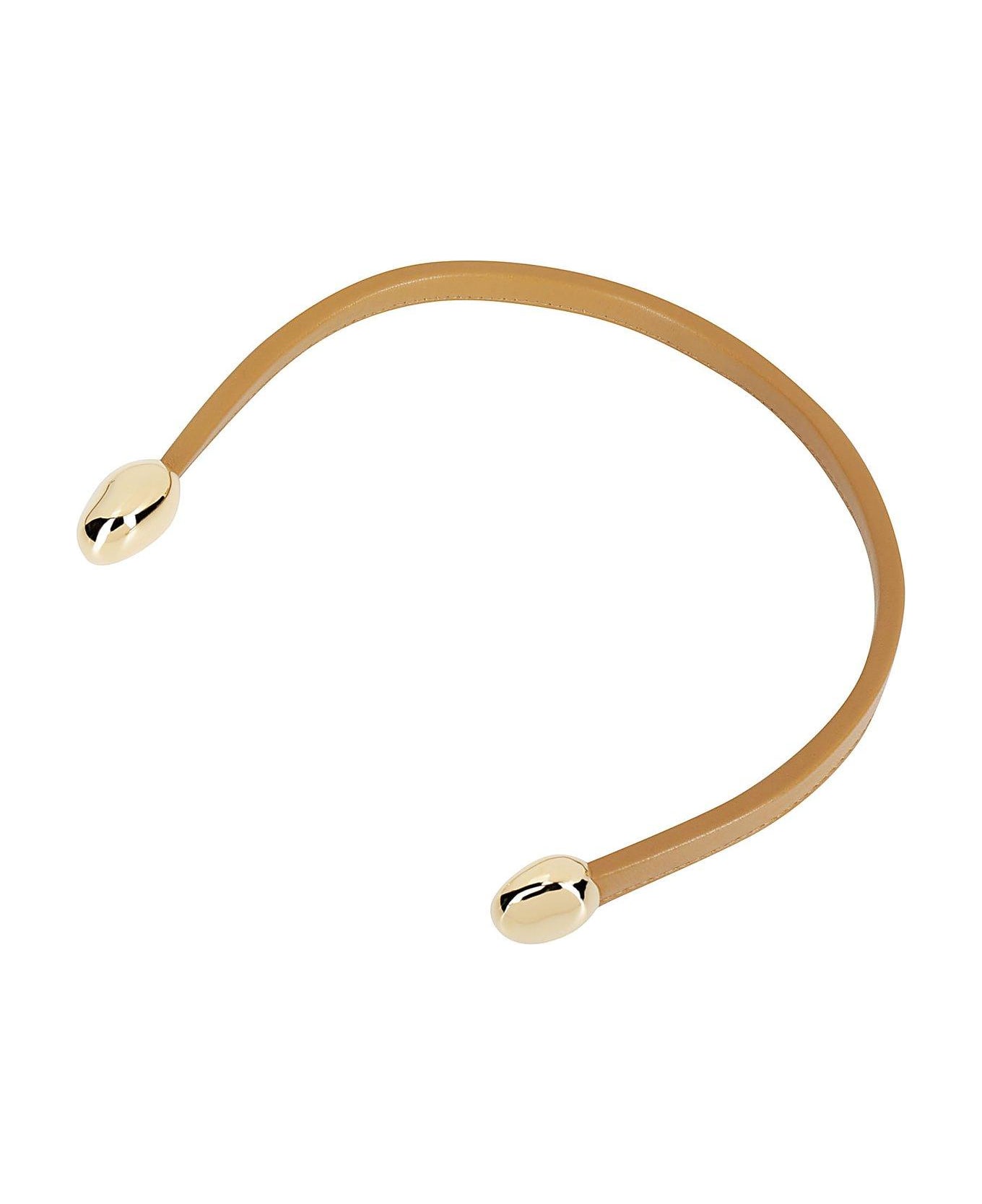 Bottega Veneta Leather Open Necklace - BEIGE