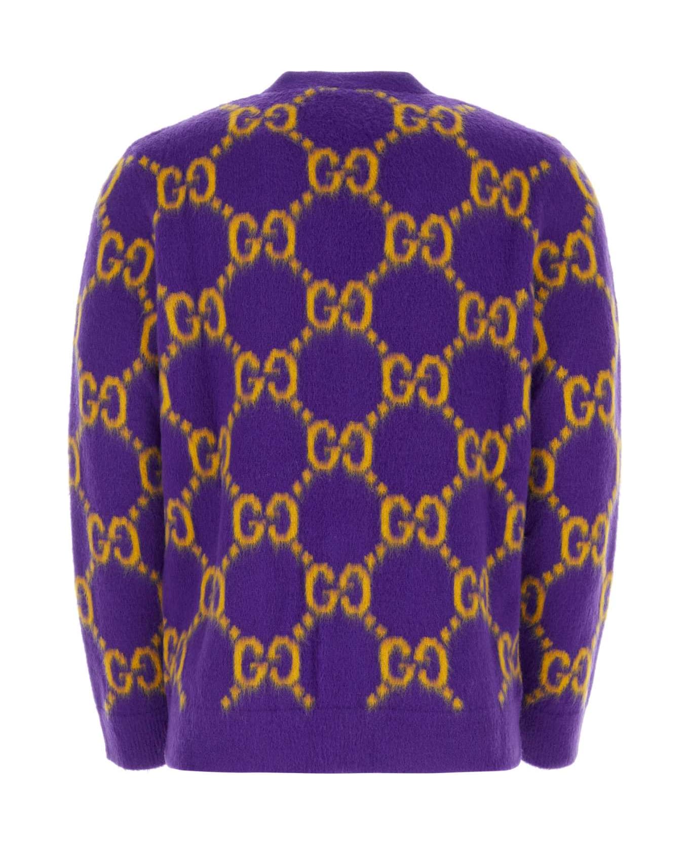 Gucci Embroidered Wool Cardigan - PURPLECROP
