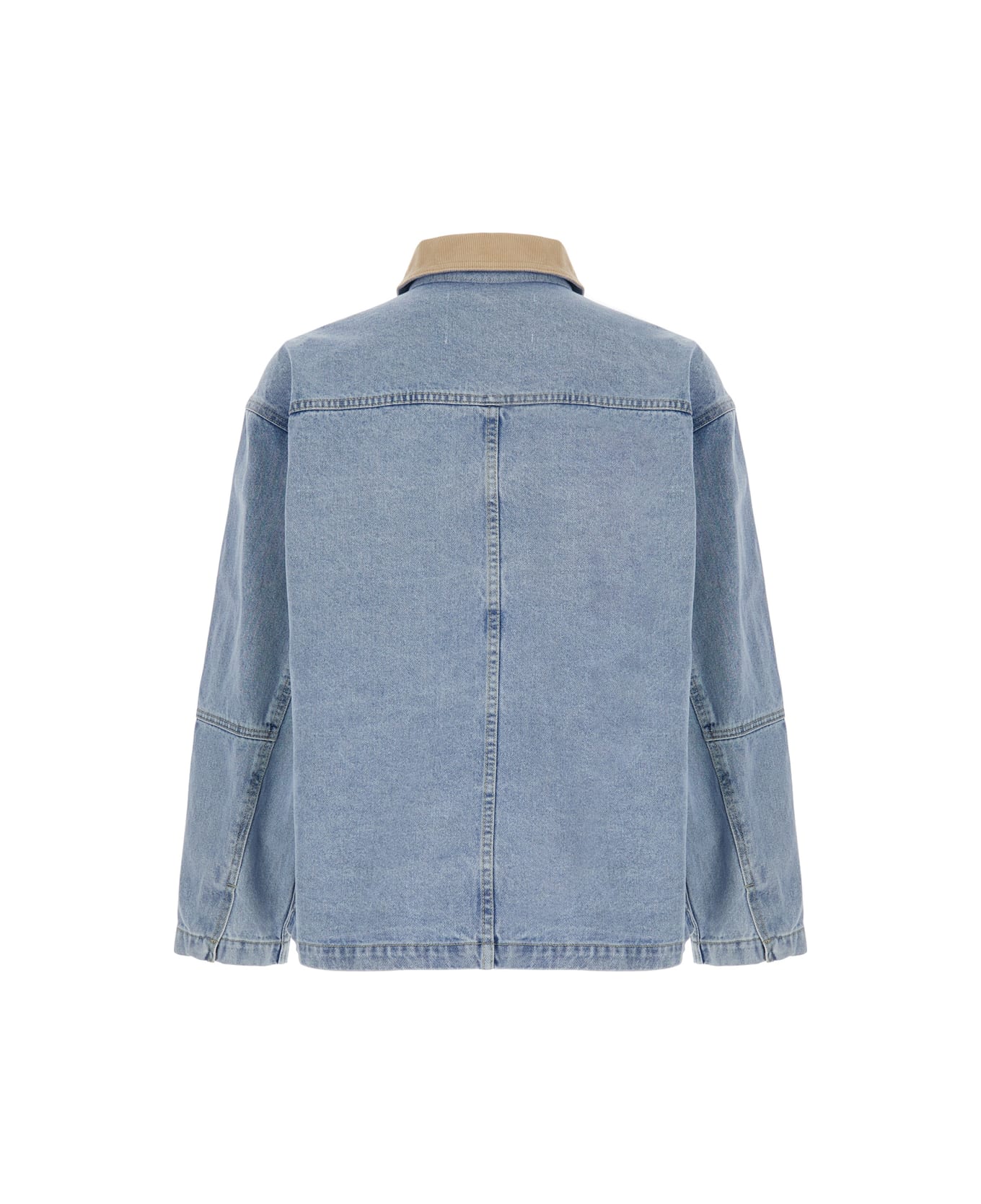 Dunst Light Blue Jacket With Contrast Collar And Patch Pockets On The Chest In Cotton Man - Light blue