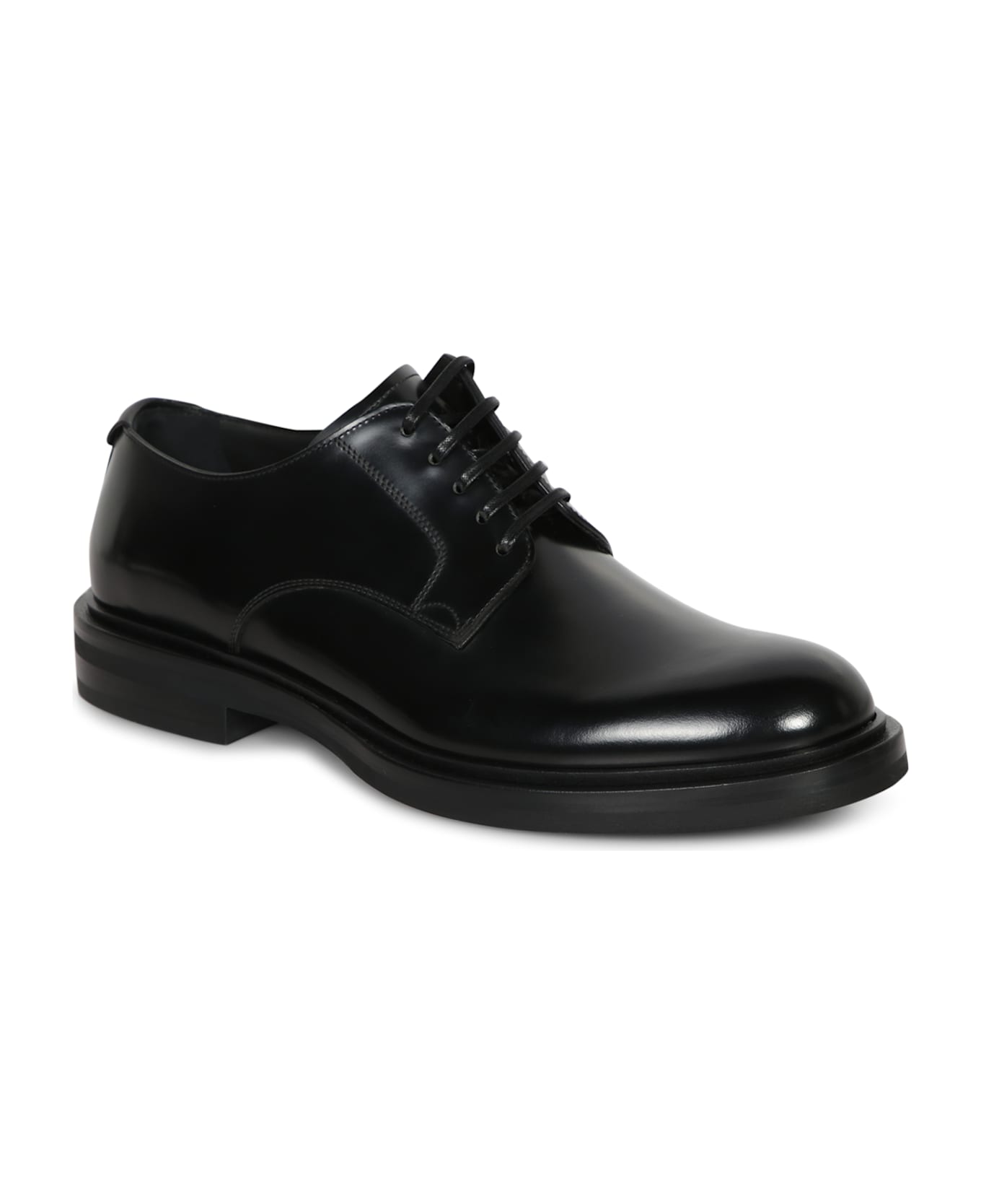 Dolce & Gabbana Black Leather Elegant Shoes - Black ローファー＆デッキシューズ