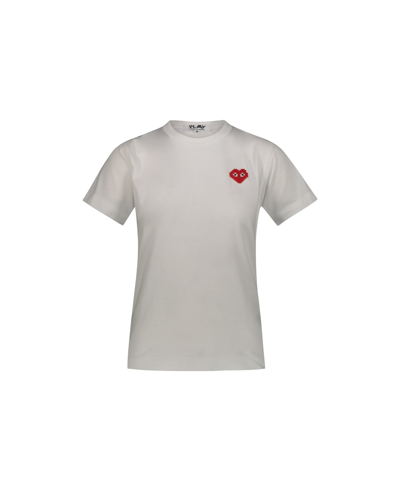 Comme des Garçons Play T-shirt With Red Pixelated Heart - White