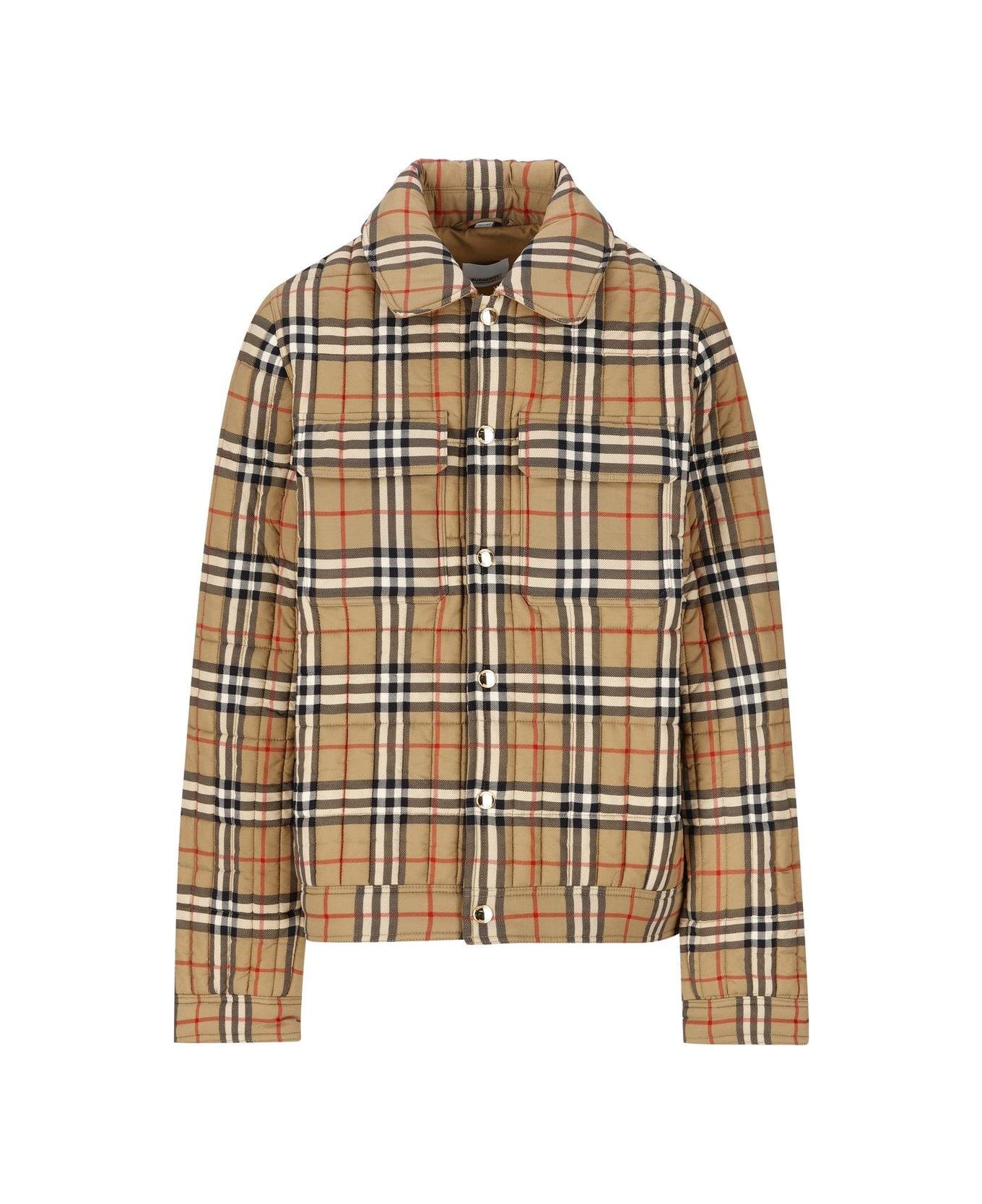 Burberry Vintage Check-pattern Long-sleeved Jacket - Beige