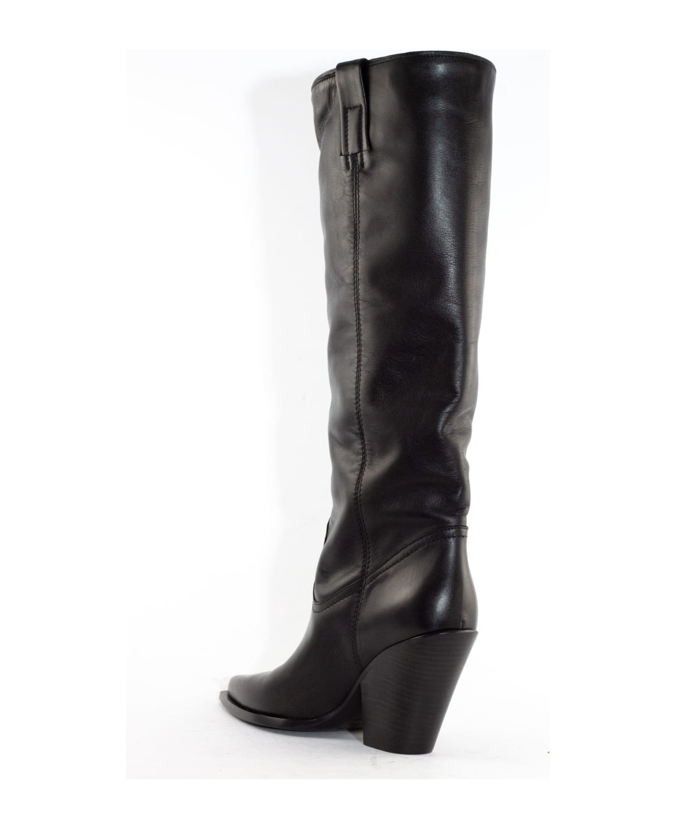 Elena Iachi Black Leather High Boot - Black