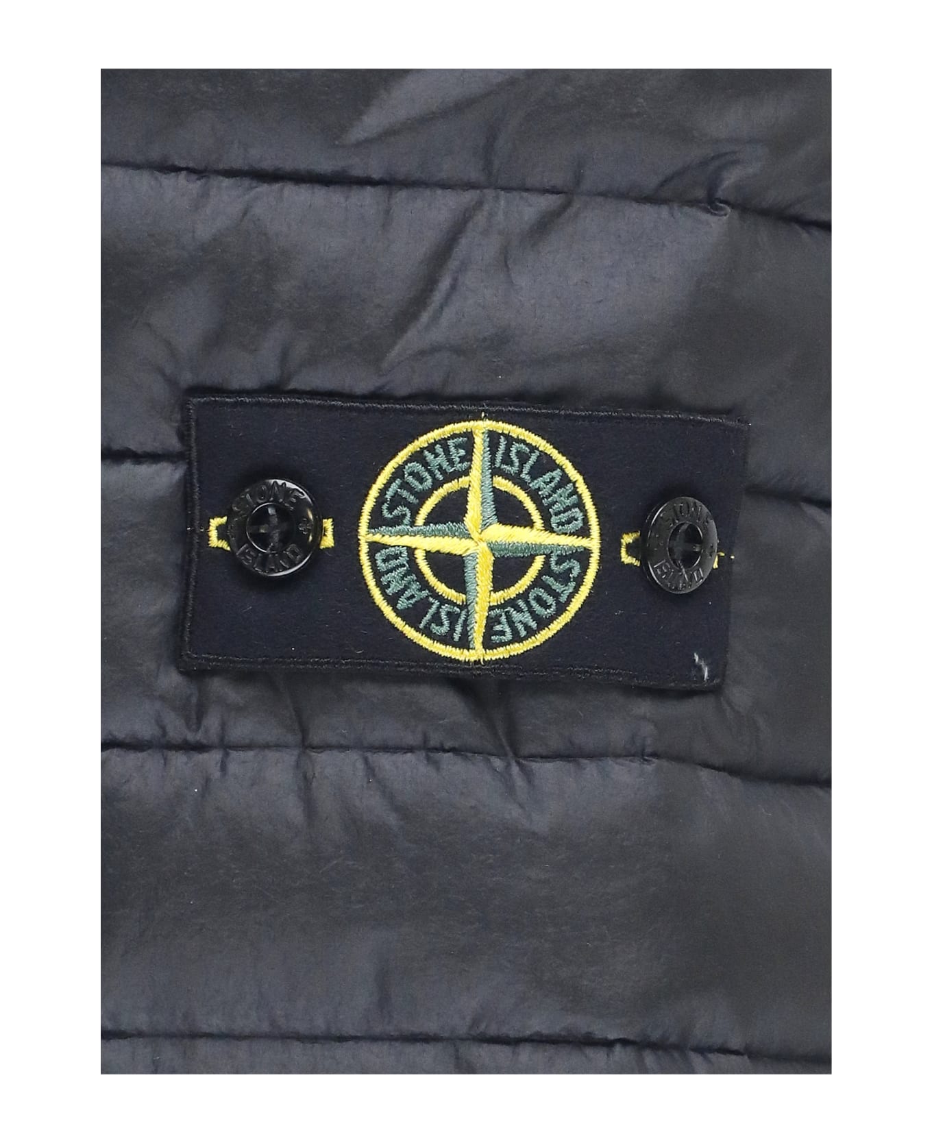 Stone Island Padded And Quilted Jacket With Logo - Black