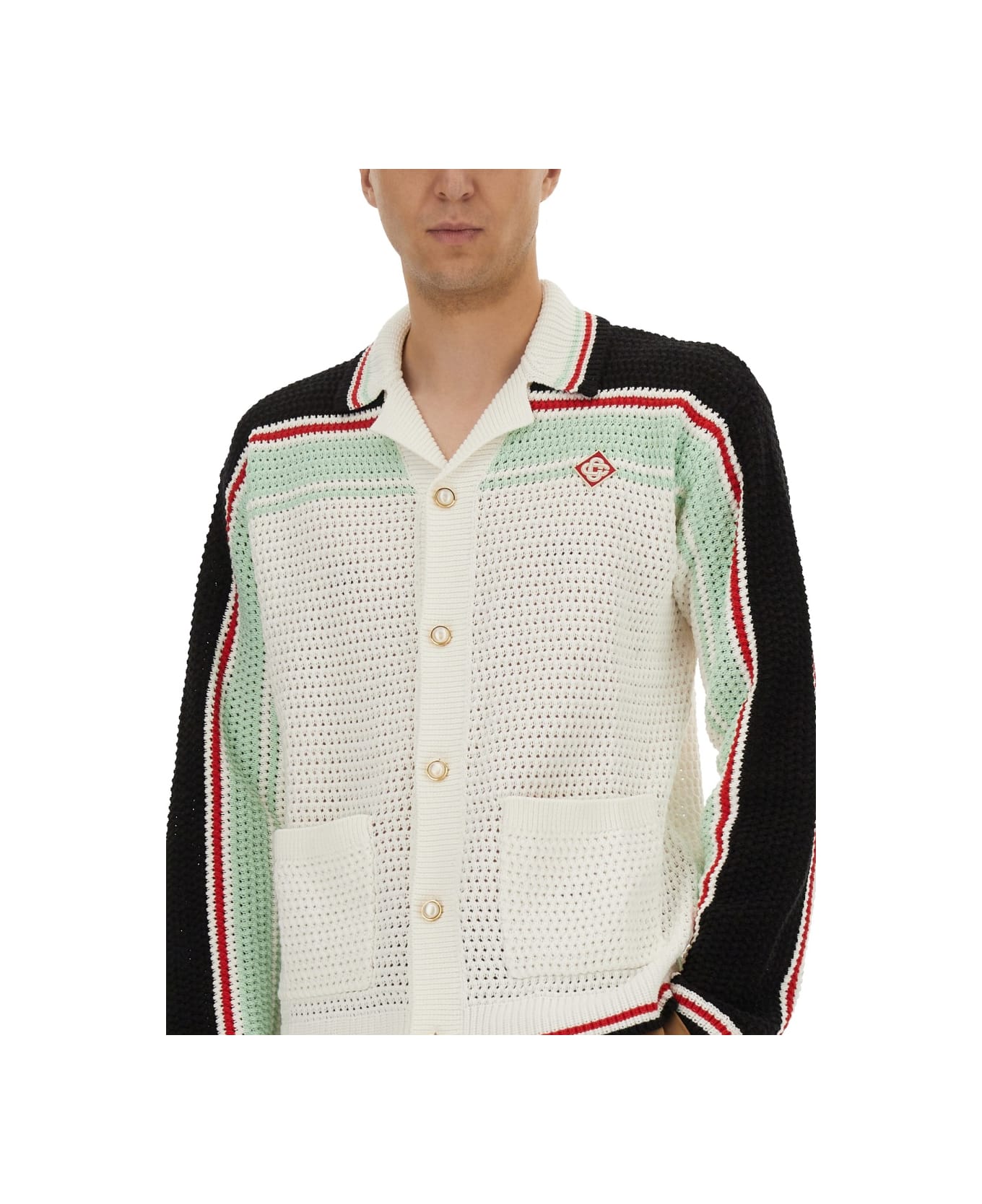 Casablanca Cotton Knit Tennis Shirt - BLACK