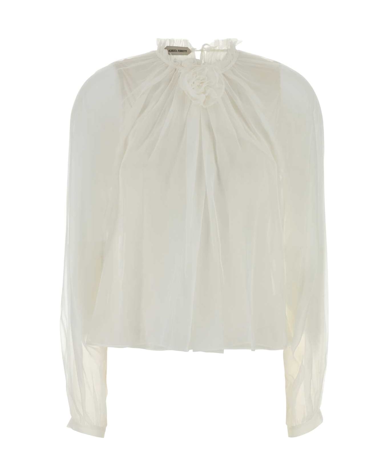 Alberta Ferretti White Silk Blouse - BIANCO