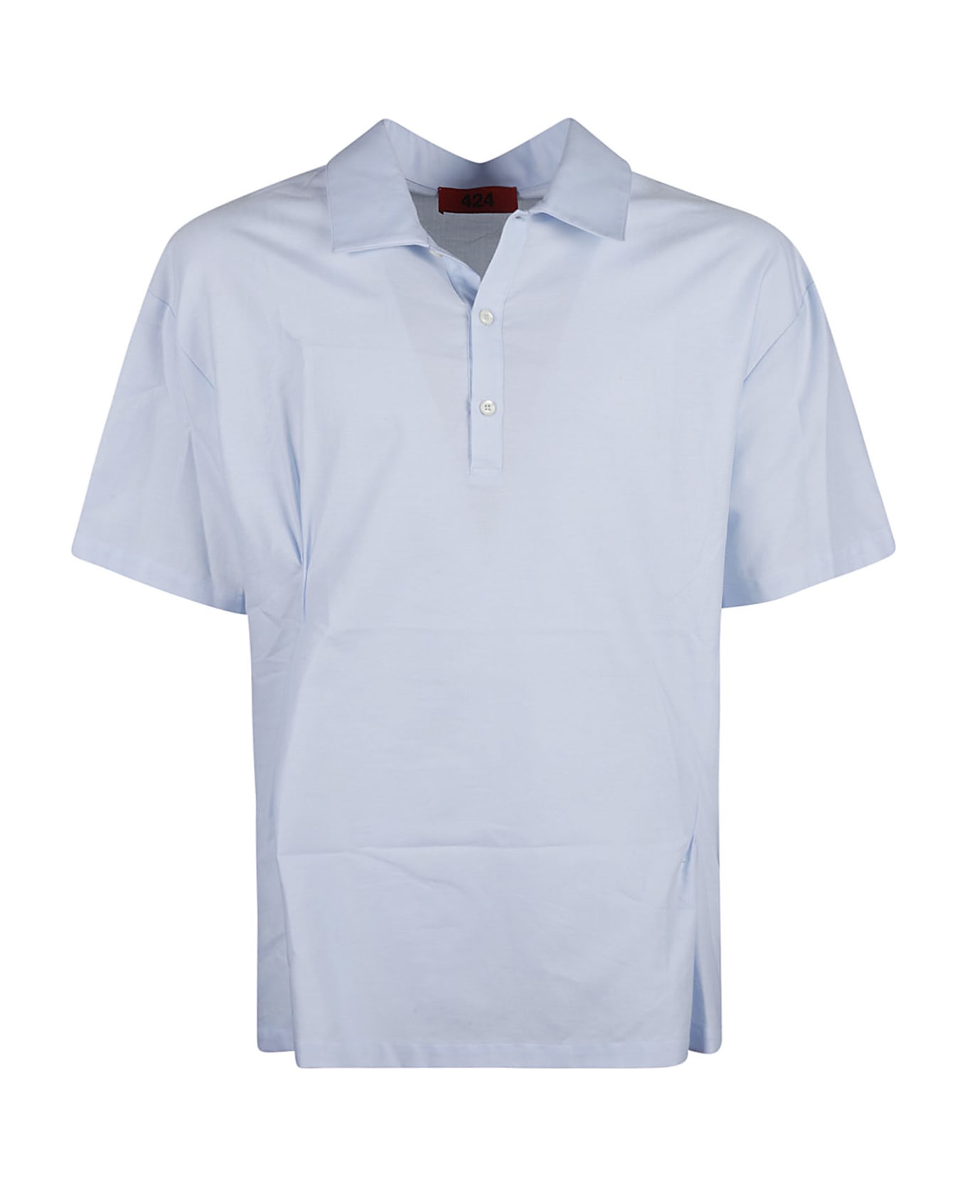 FourTwoFour on Fairfax Two-buttoned Short-sleeved Shirt - Azure