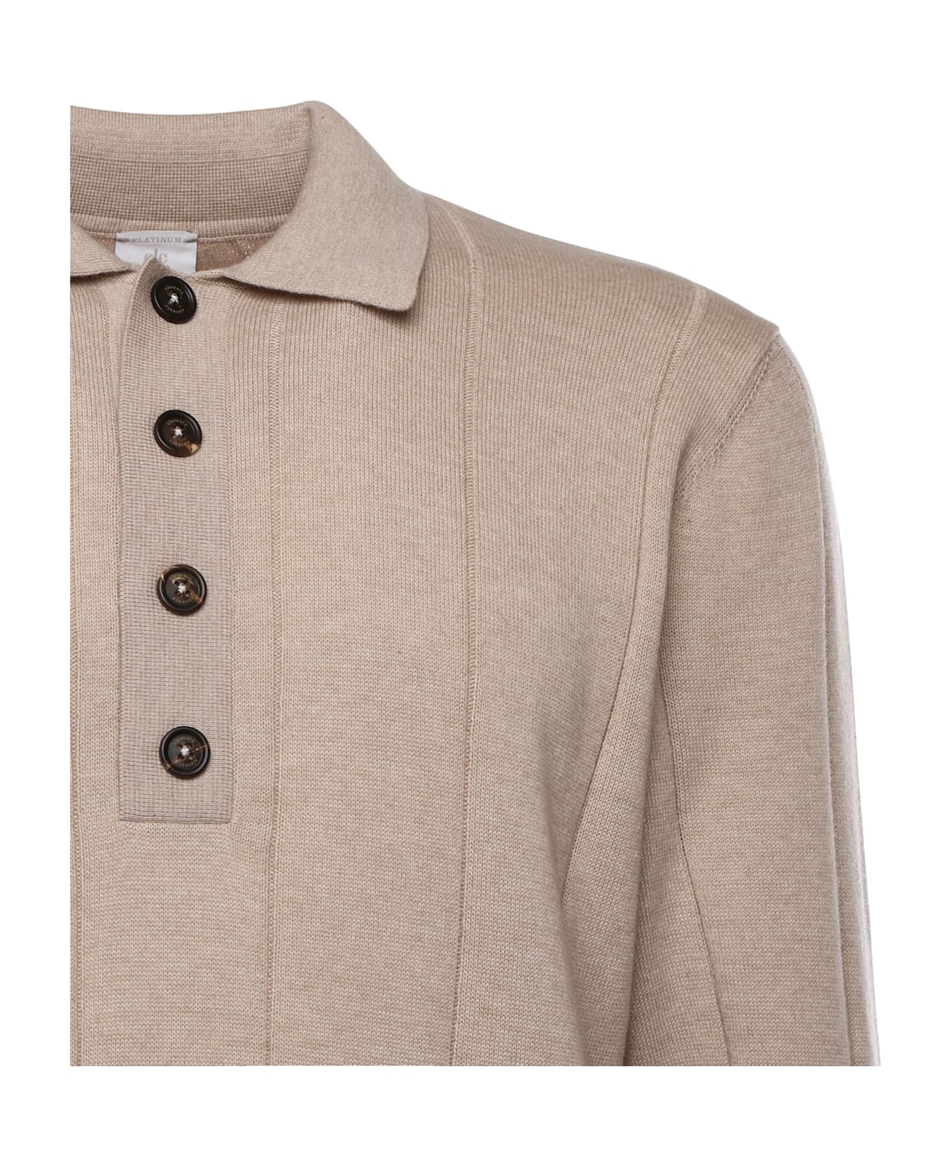 Eleventy Cotton And Cashmere Polo Shirt - SAND