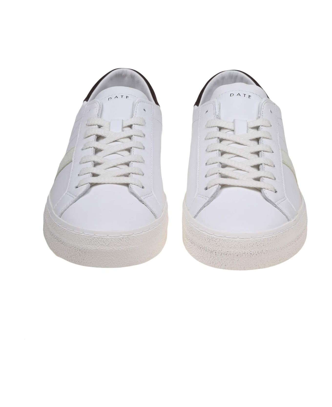 D.A.T.E. Hill Low Vintage Sneakers In White/brown Leather - WHITE/MORO スニーカー