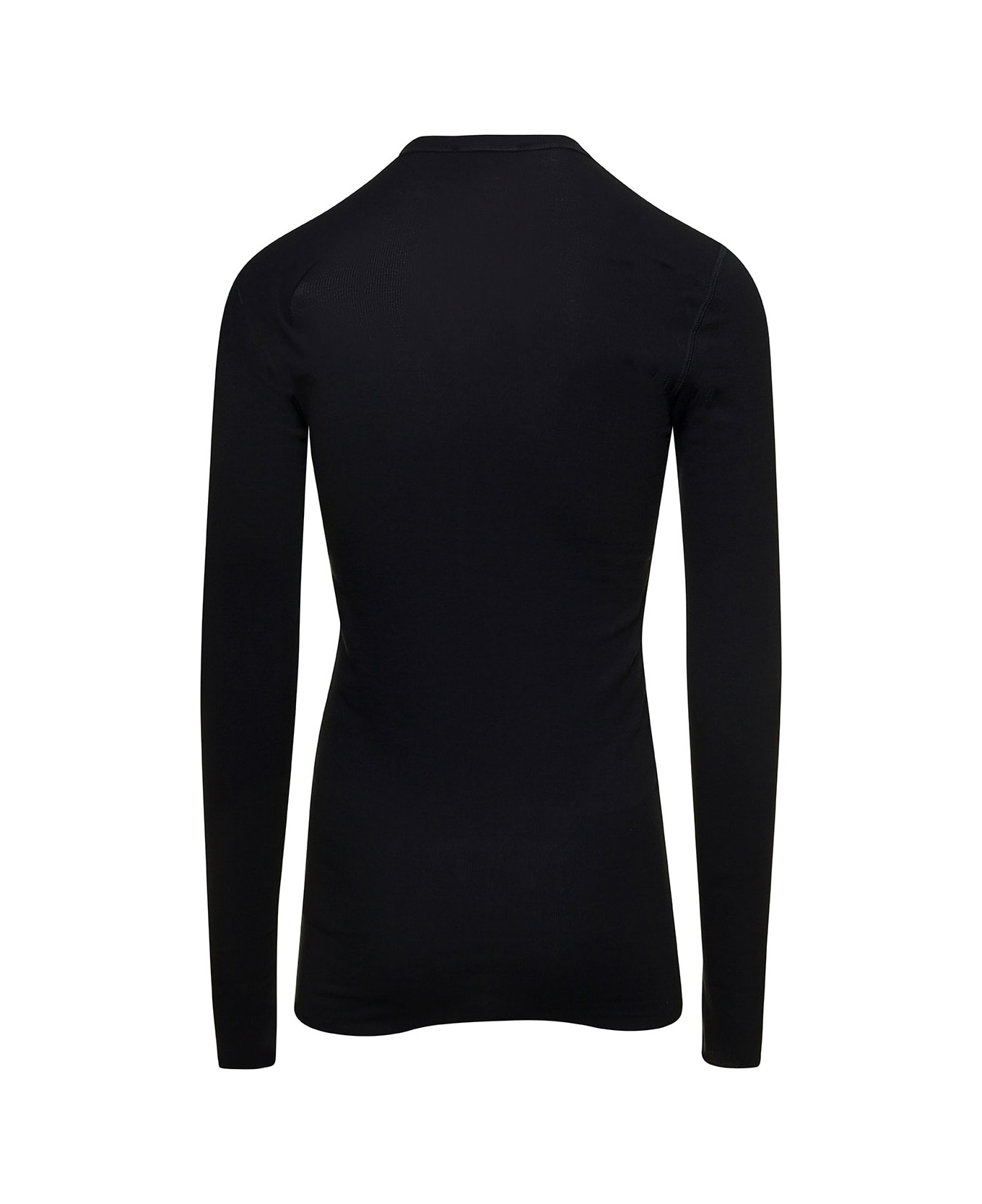 Dolce & Gabbana Black Long-sleeve Top With Button Fastening In Cotton Man - Black