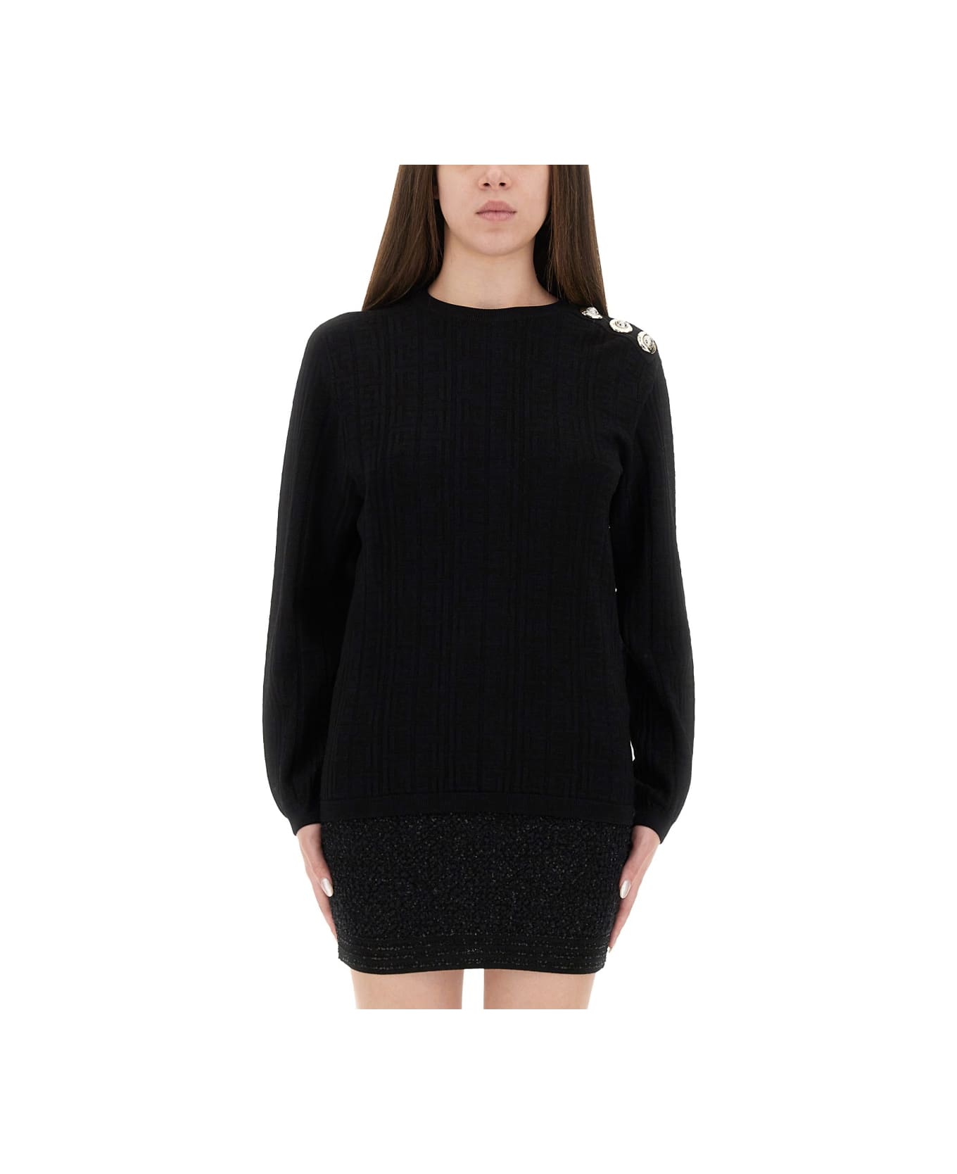 Balmain Knitted Tops. - BLACK