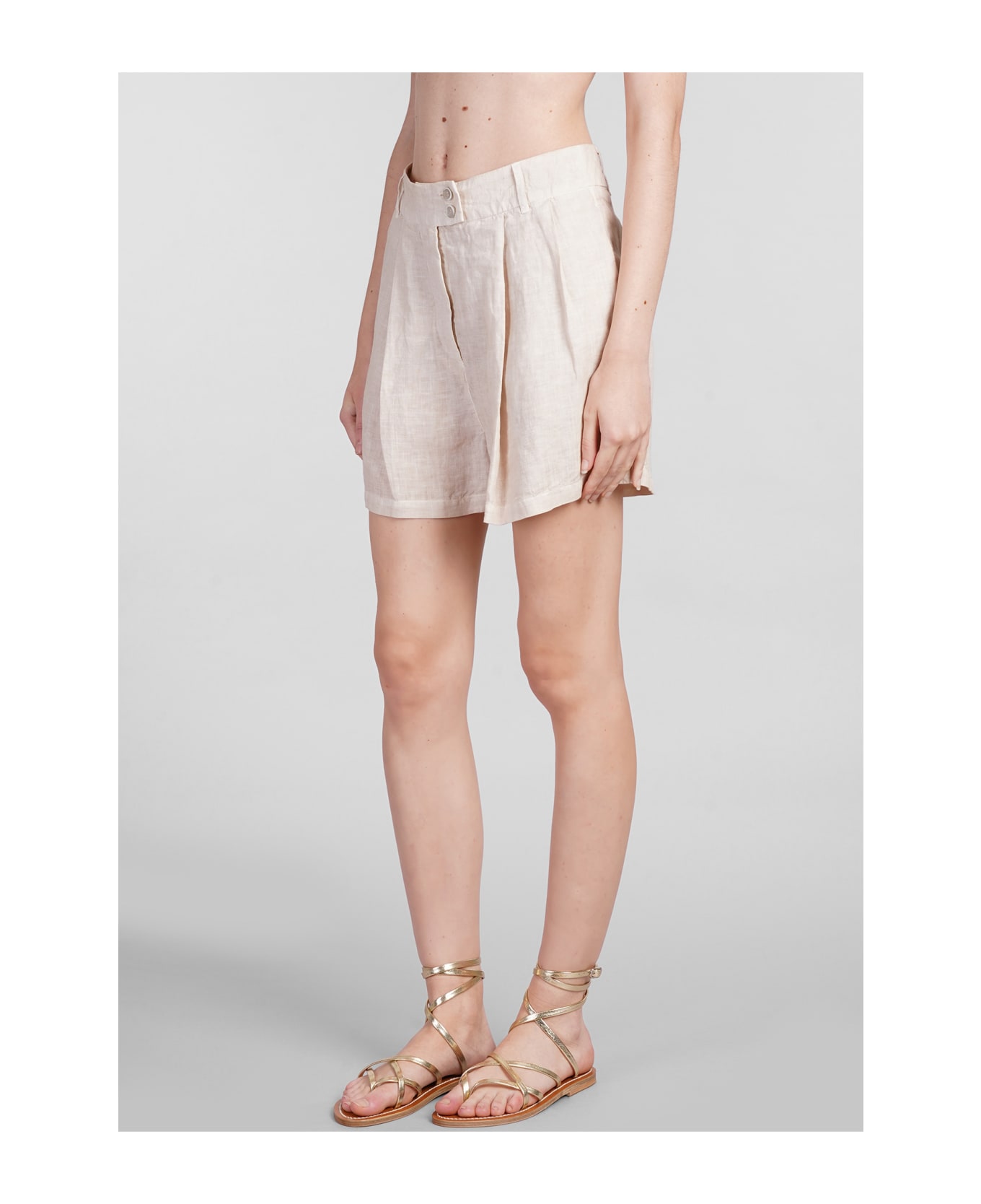 120% Lino Shorts In Beige Linen - beige