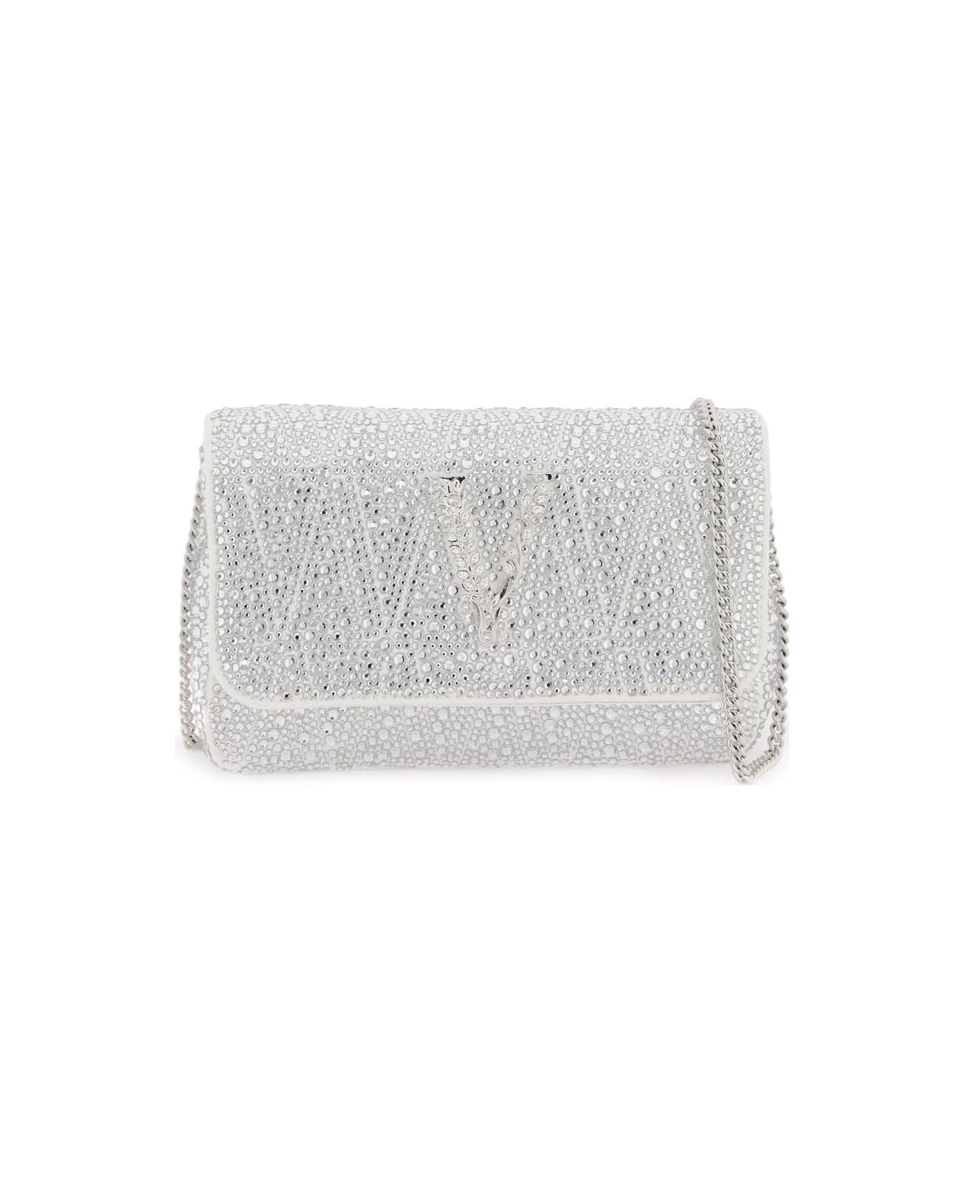 Versace Virtus Mini Bag With Crystals - OPTICAL WHITE - PALLADIUM