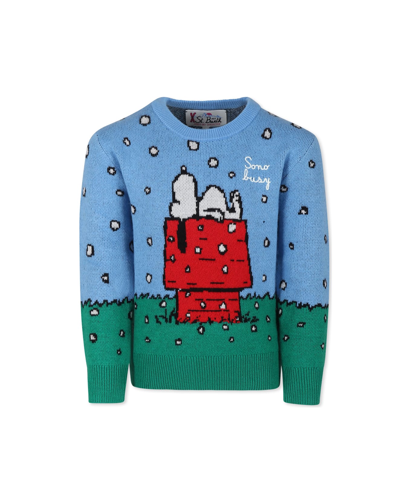 MC2 Saint Barth Light Blue Sweater For Girls With Snoopy - Light Blue