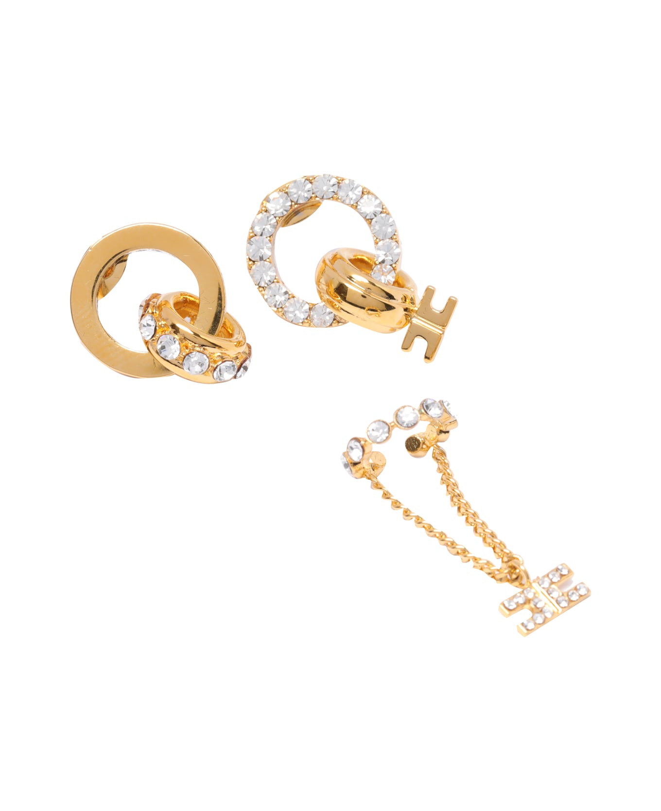 Elisabetta Franchi Strass Circle Earrings Tris - Golden イヤリング