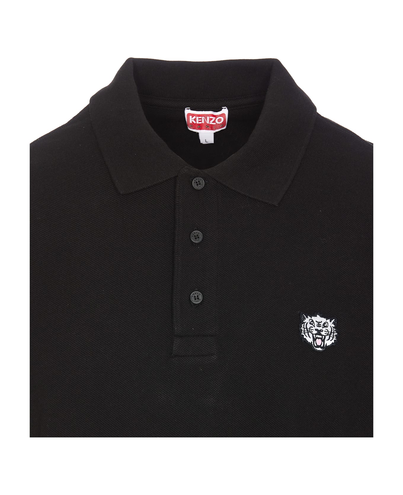 Kenzo Gots Happy Tiger Embroidered Polo - Black