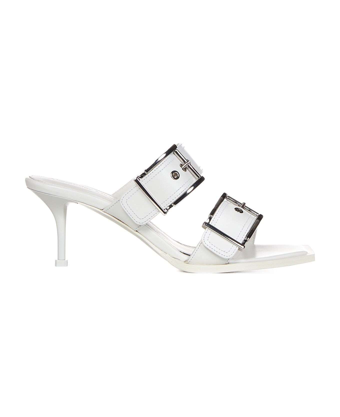 Alexander McQueen Buckle-detailed Heeled Sandals - White