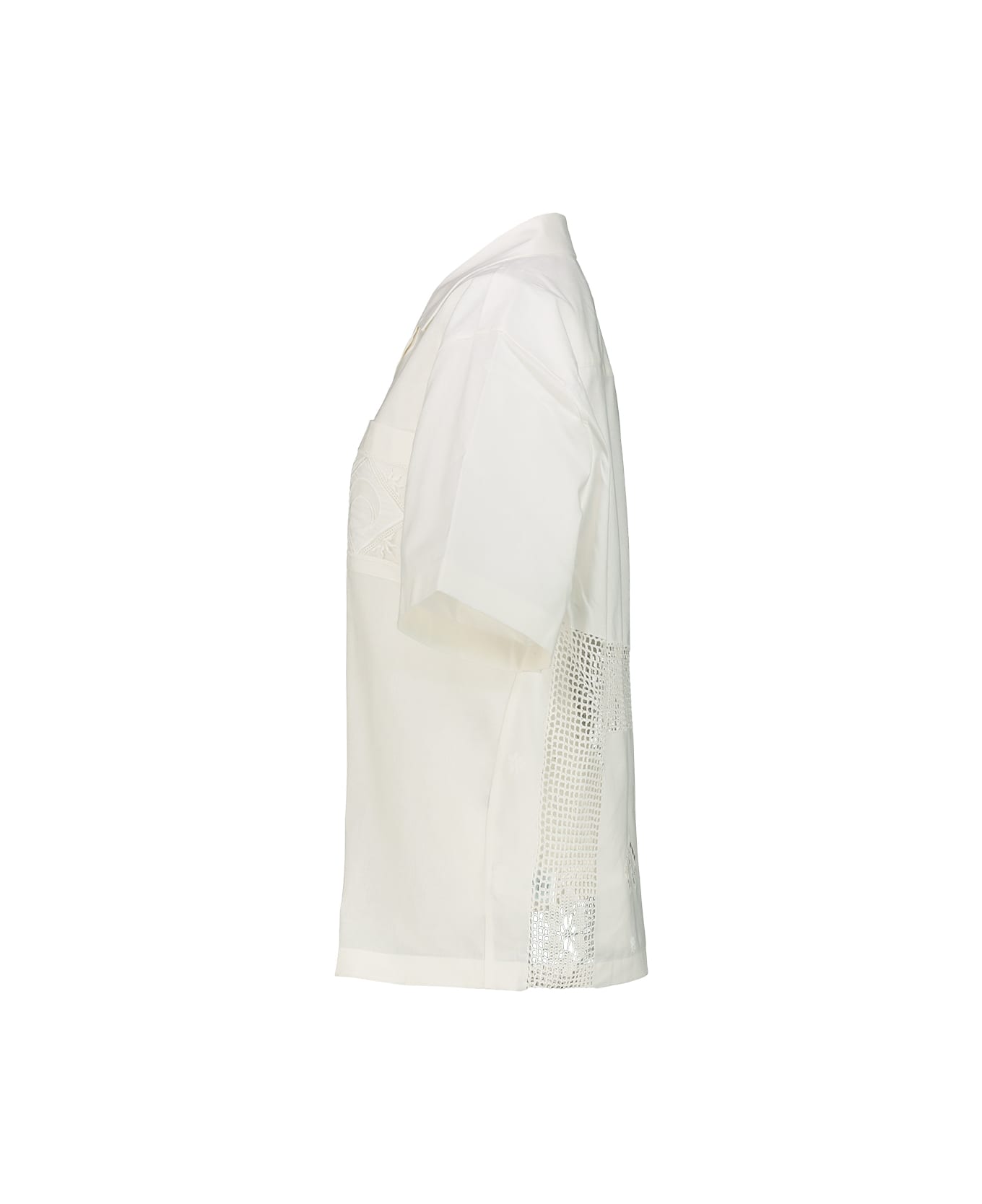 Marine Serre Bowling Shirt In Regenerated Household Linen - Off White