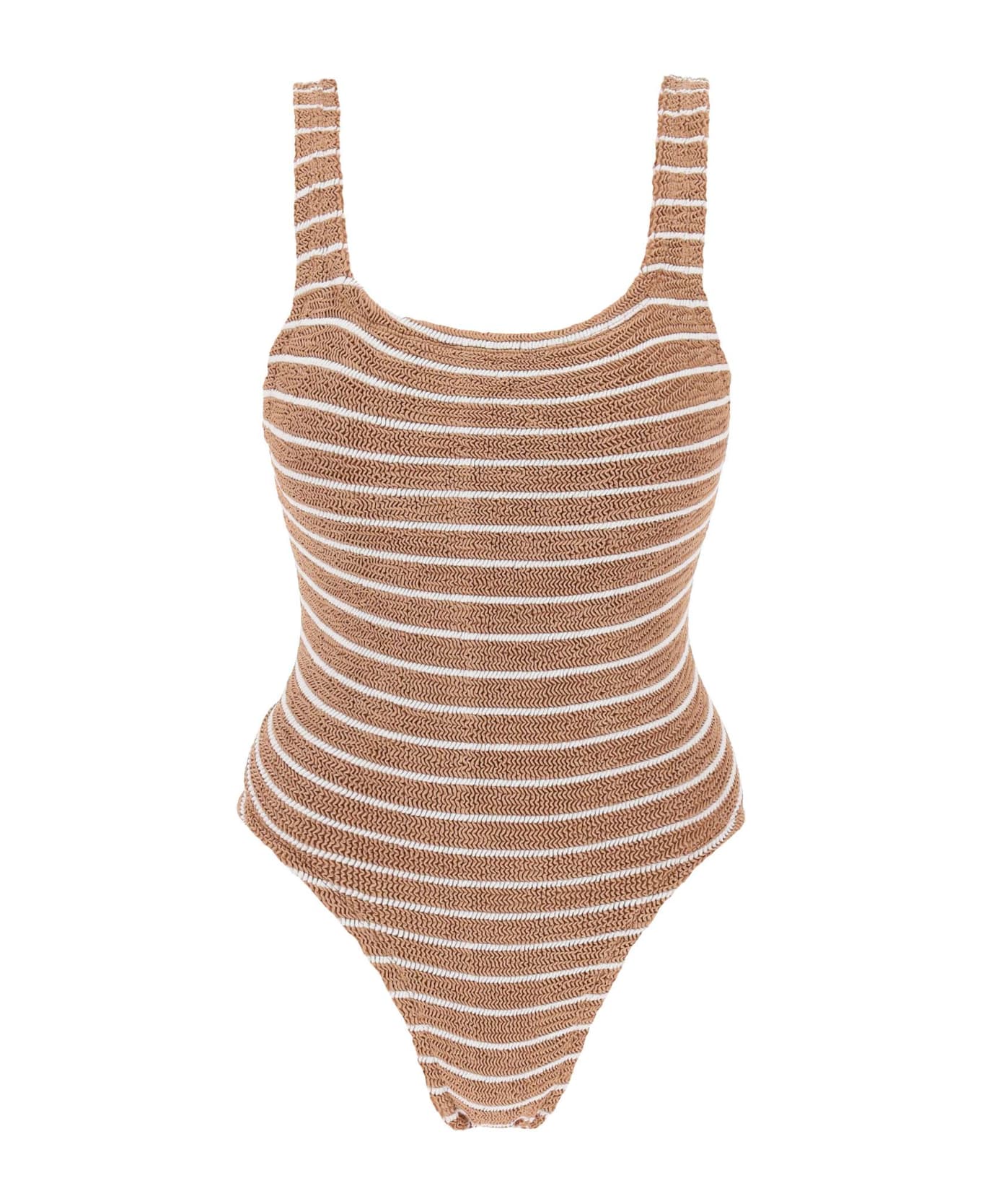 Hunza G Square Neck Swimsuit - METALLIC COCOA WHITE (Brown)