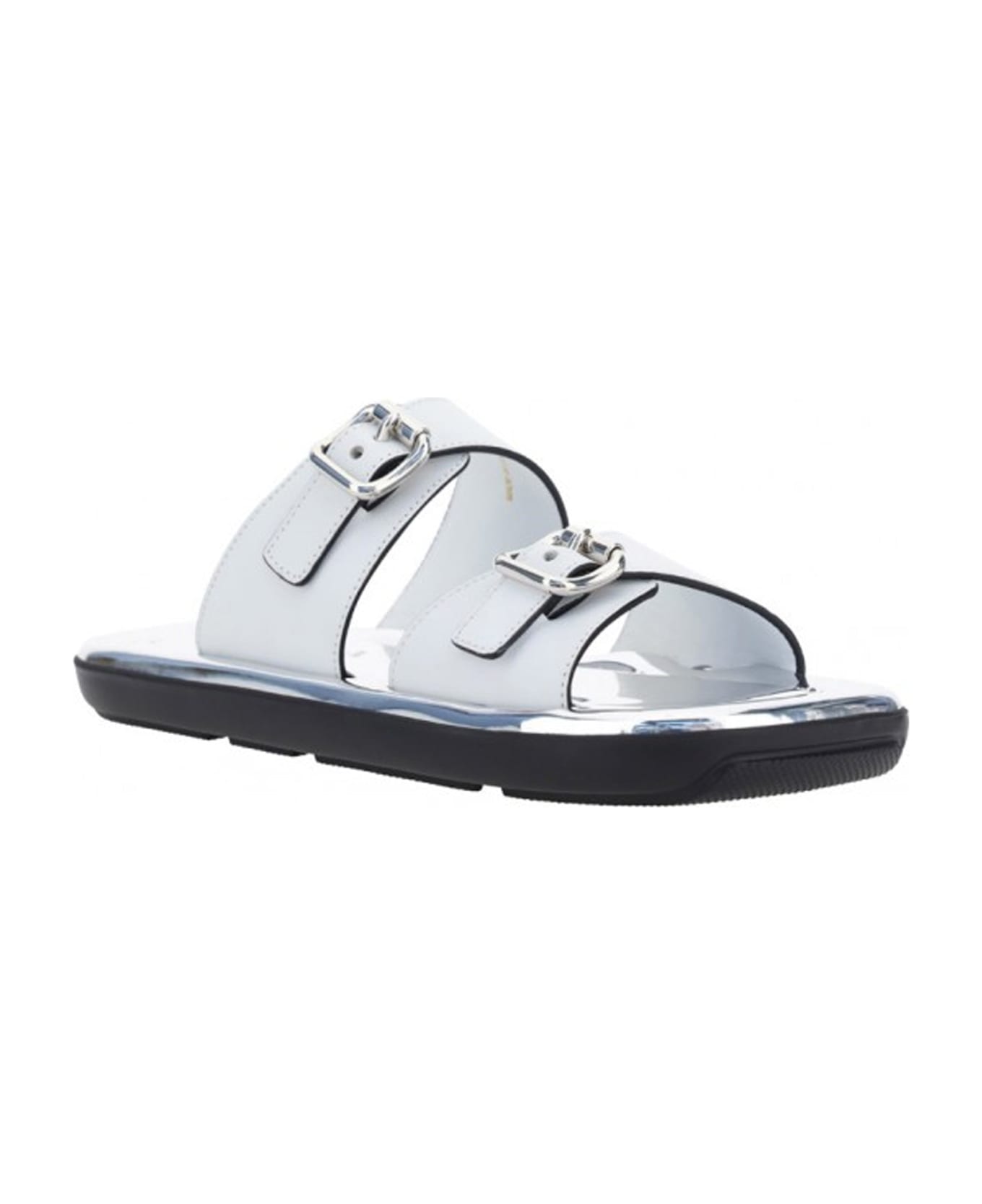 Prada Leather Flat Sandals - White