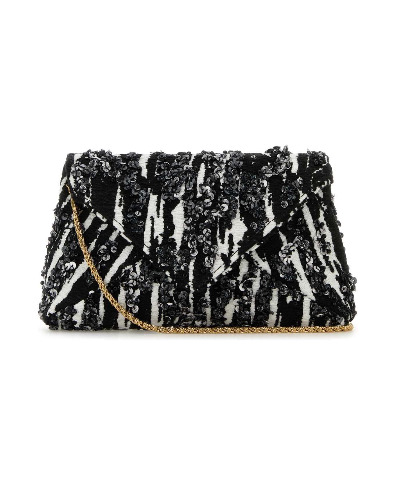 Dries Van Noten Embroidered Fabric Clutch - BLACK