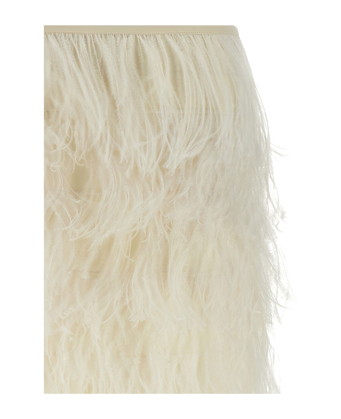 The Attico Ostrich Feather Skirt - White