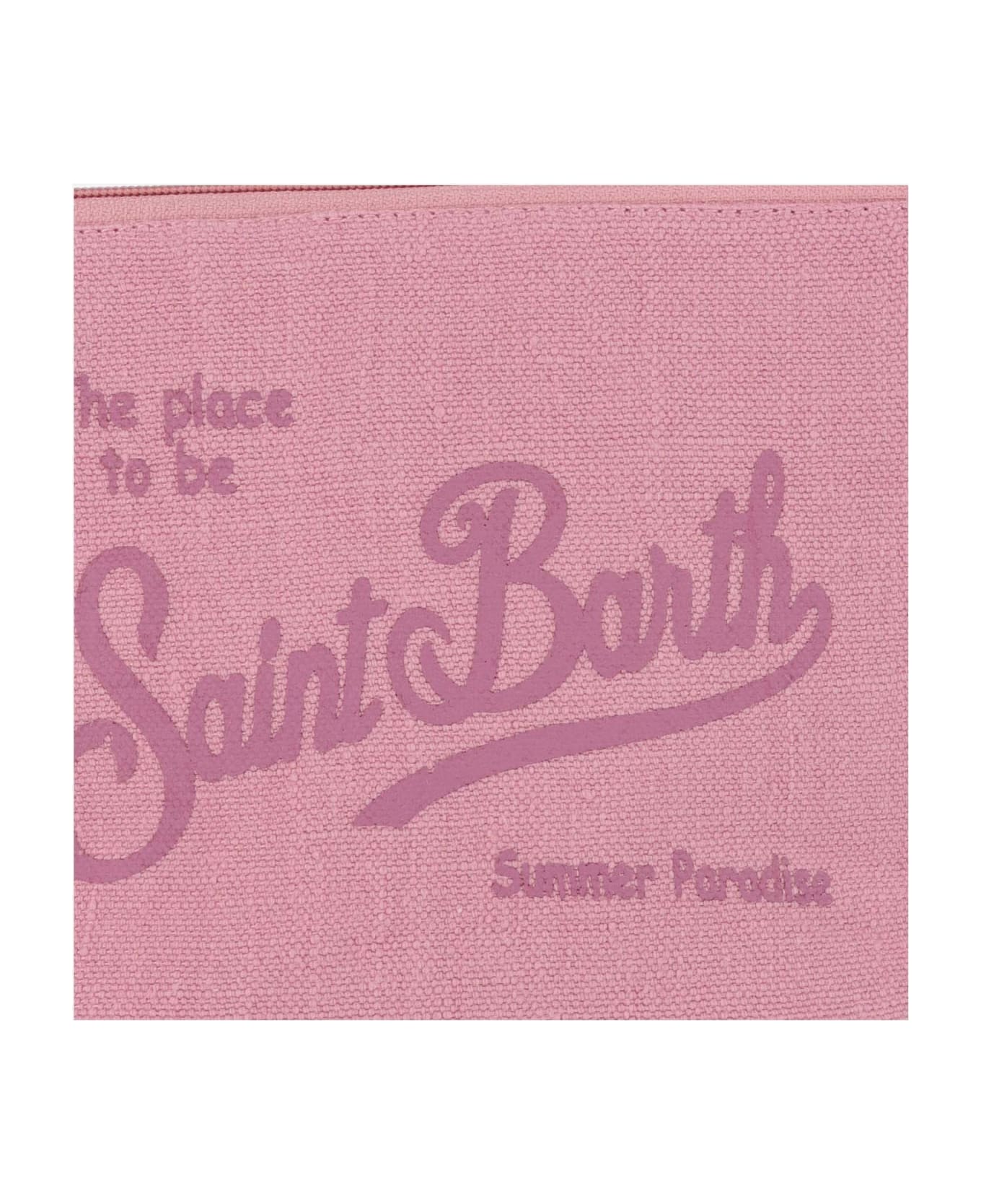 MC2 Saint Barth Linen Clutch Bag With Logo - Pink