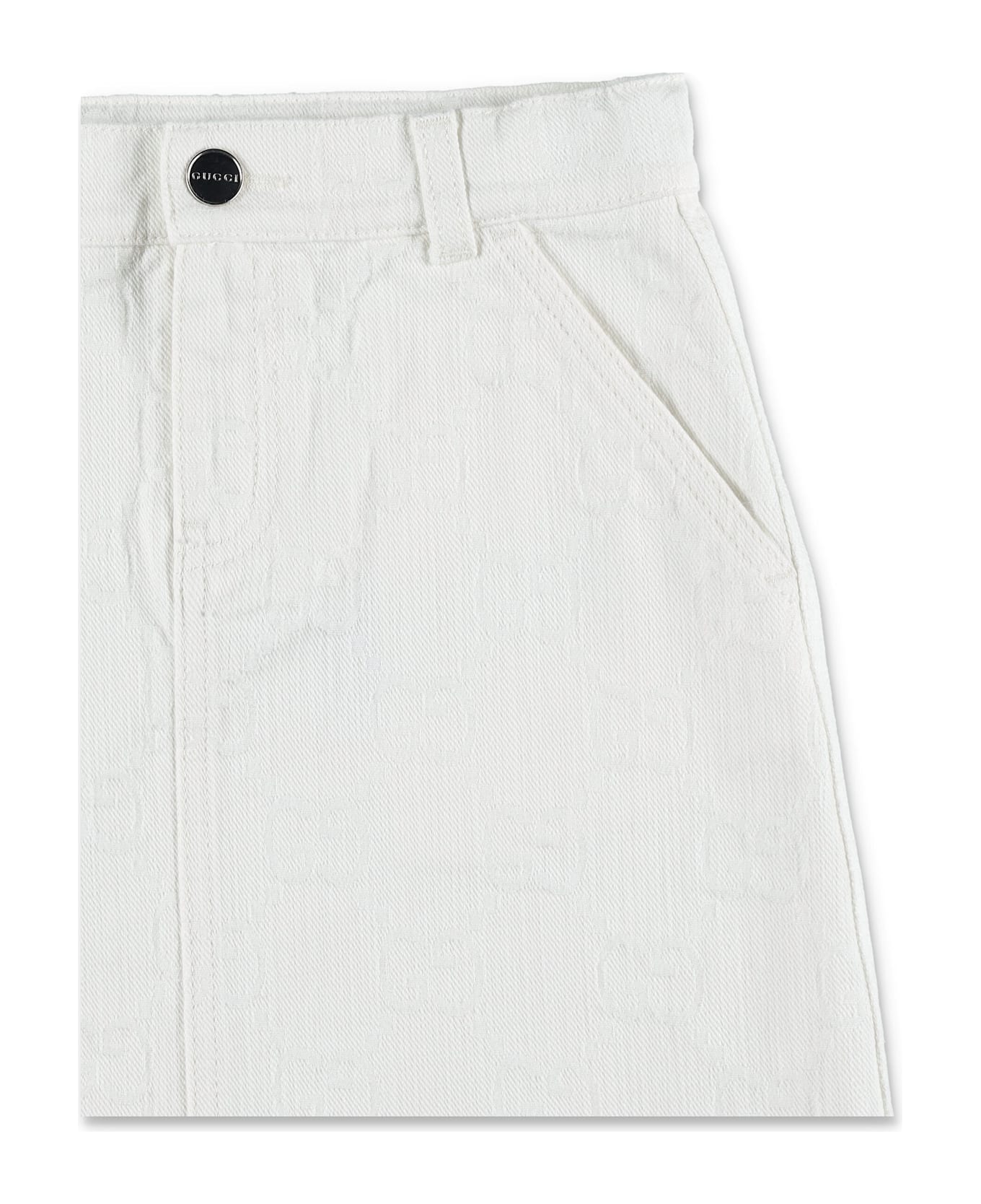 Gucci Kid - Gg Denim Skirt - WHITE