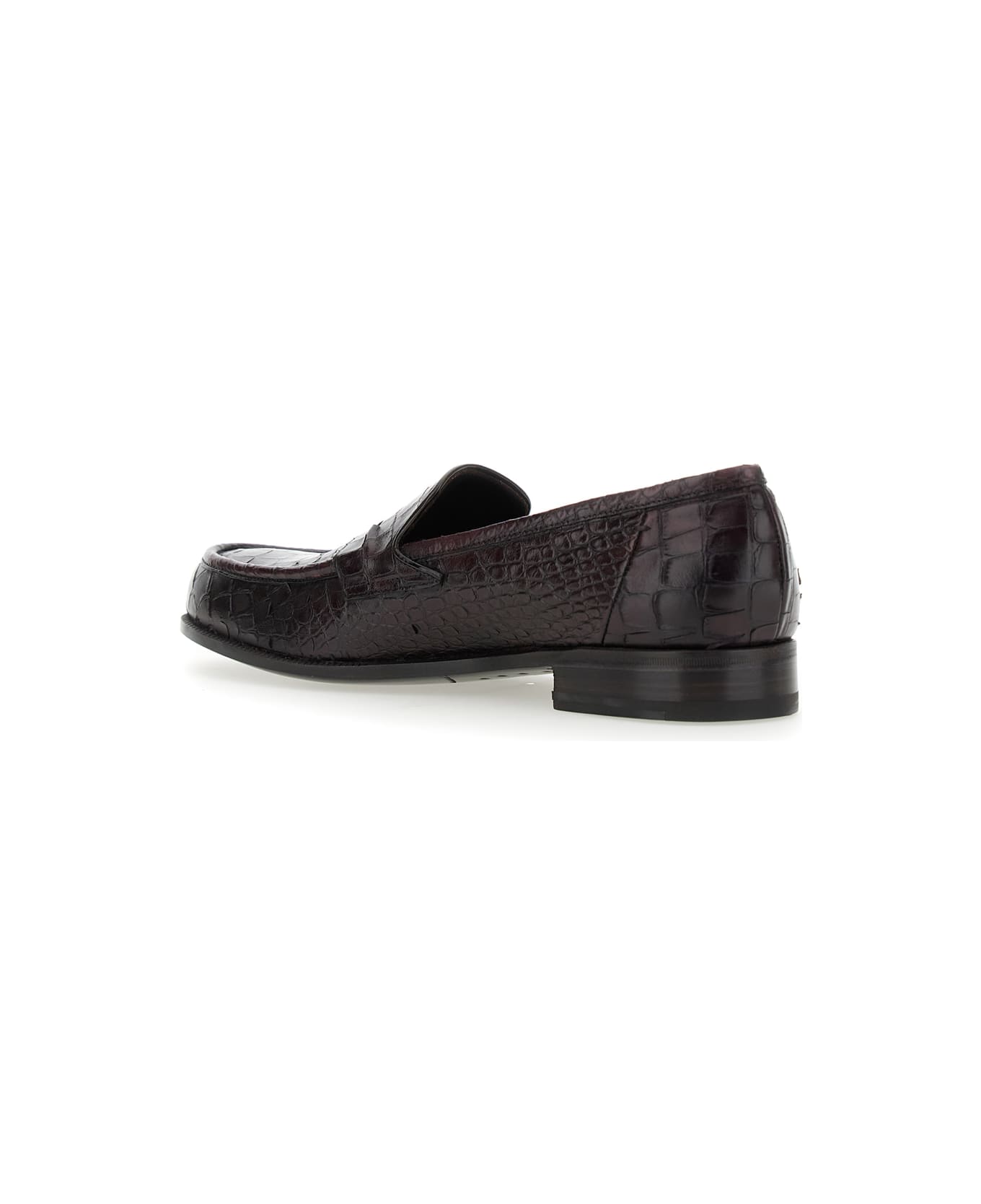 Lidfort 'luisiana' Bordeaux Loafers With Embossed Crocodile Effect In Leather Man - Bordeaux