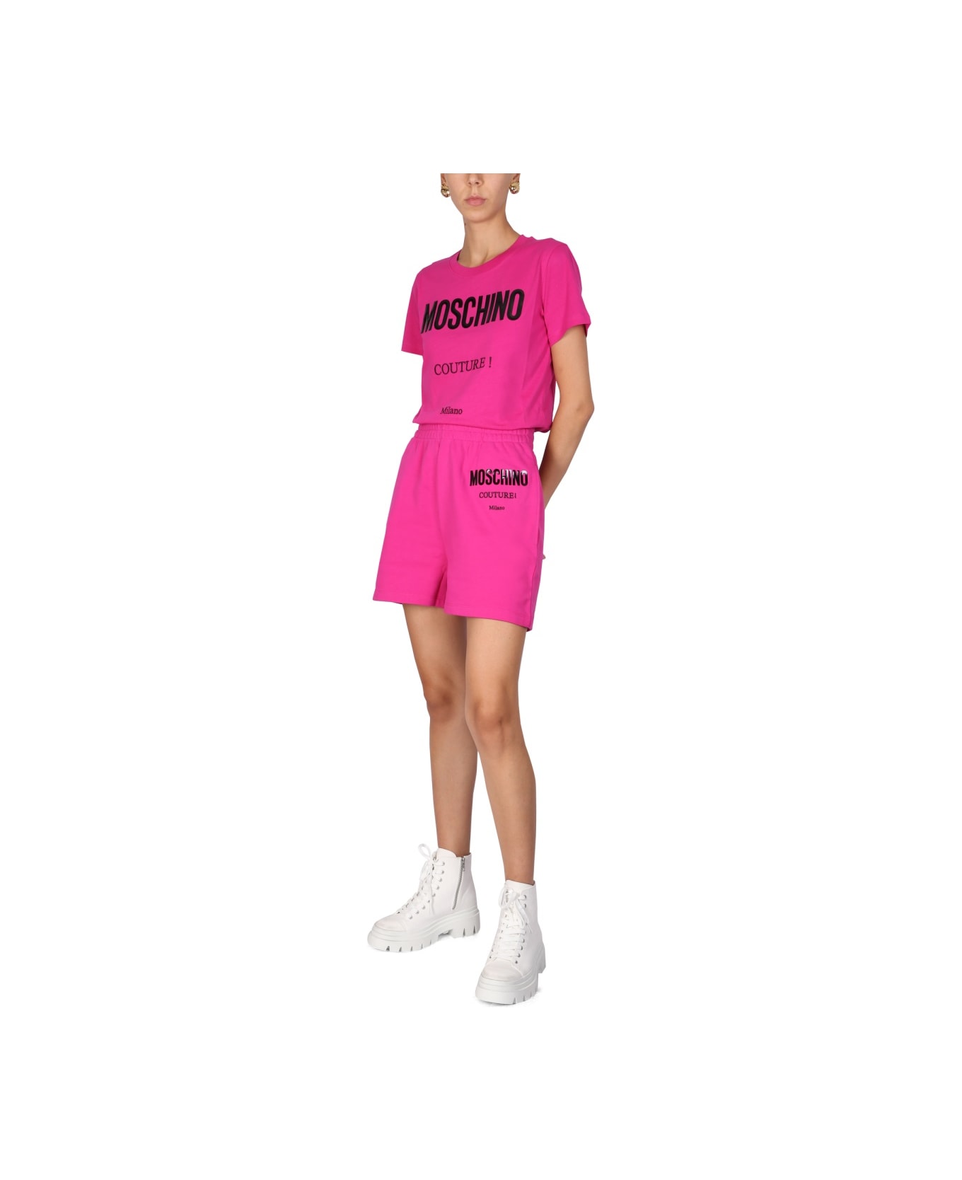 Moschino Shorts With Vinyl Logo - PURPLE ショートパンツ