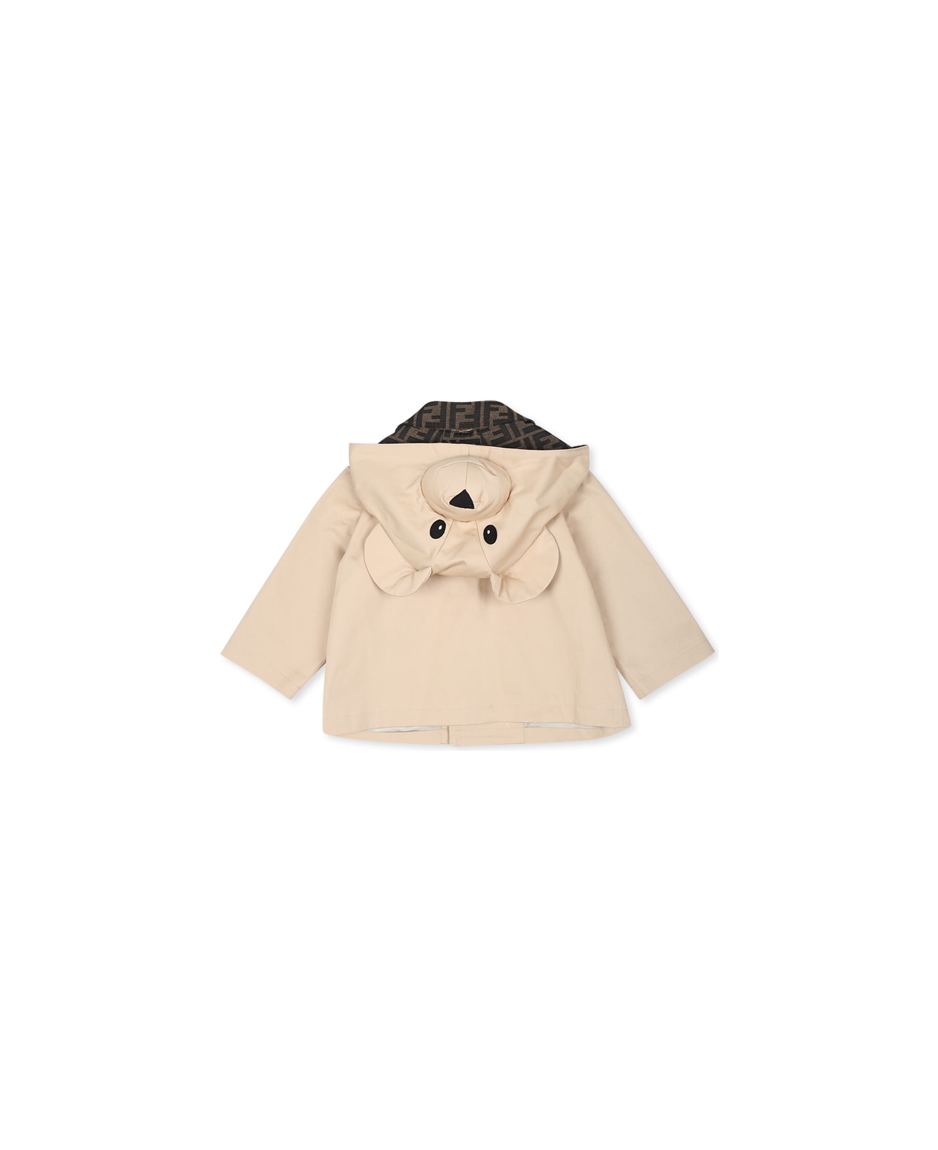 Fendi Beige Trench Coat For Babykids With Teddy Bear - Beige