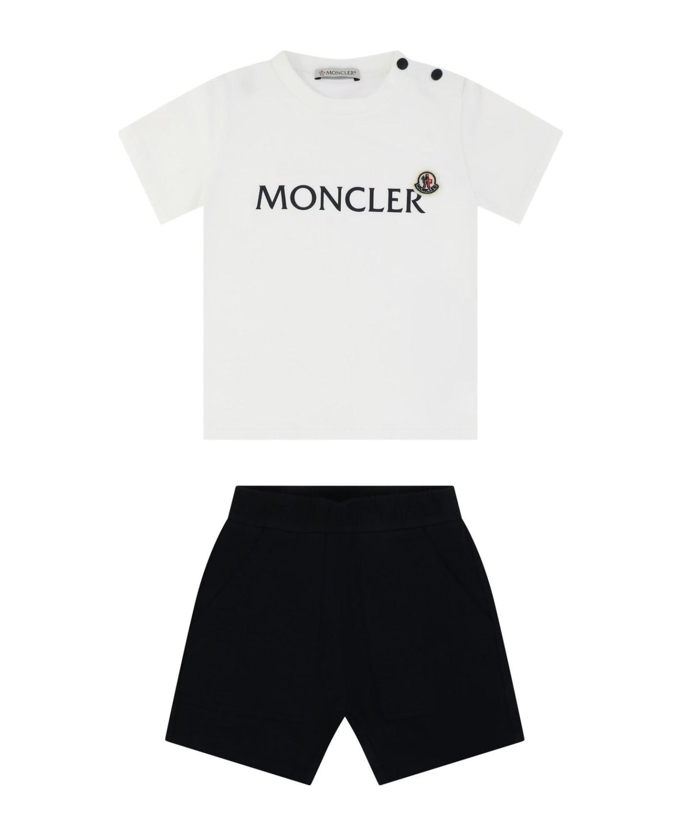 Moncler Logo-printed Two-piece Jersey Short Set - White ボディスーツ＆セットアップ