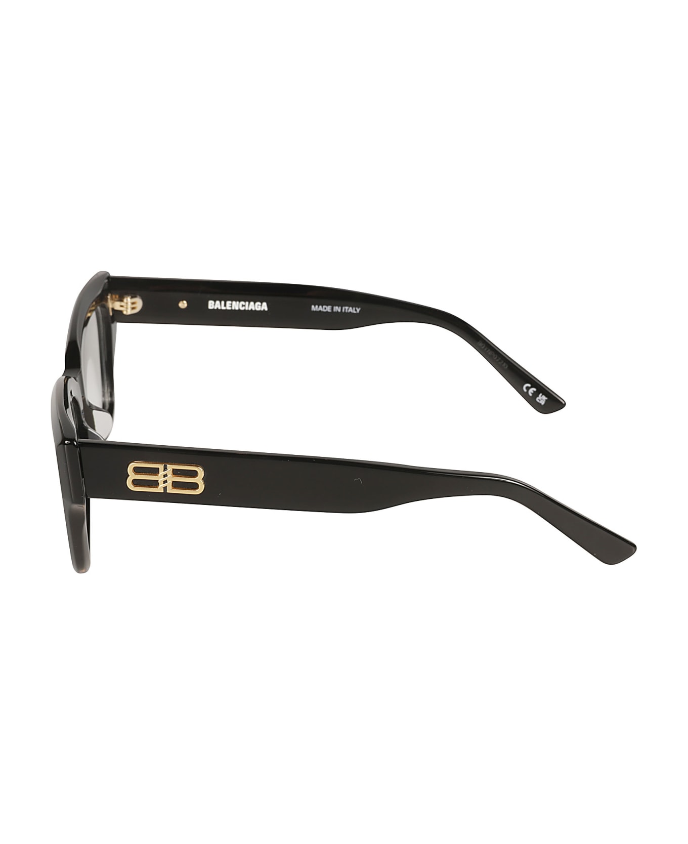 Balenciaga Eyewear Bb Plaque Square Frame Glasses - Black/Transparent アイウェア
