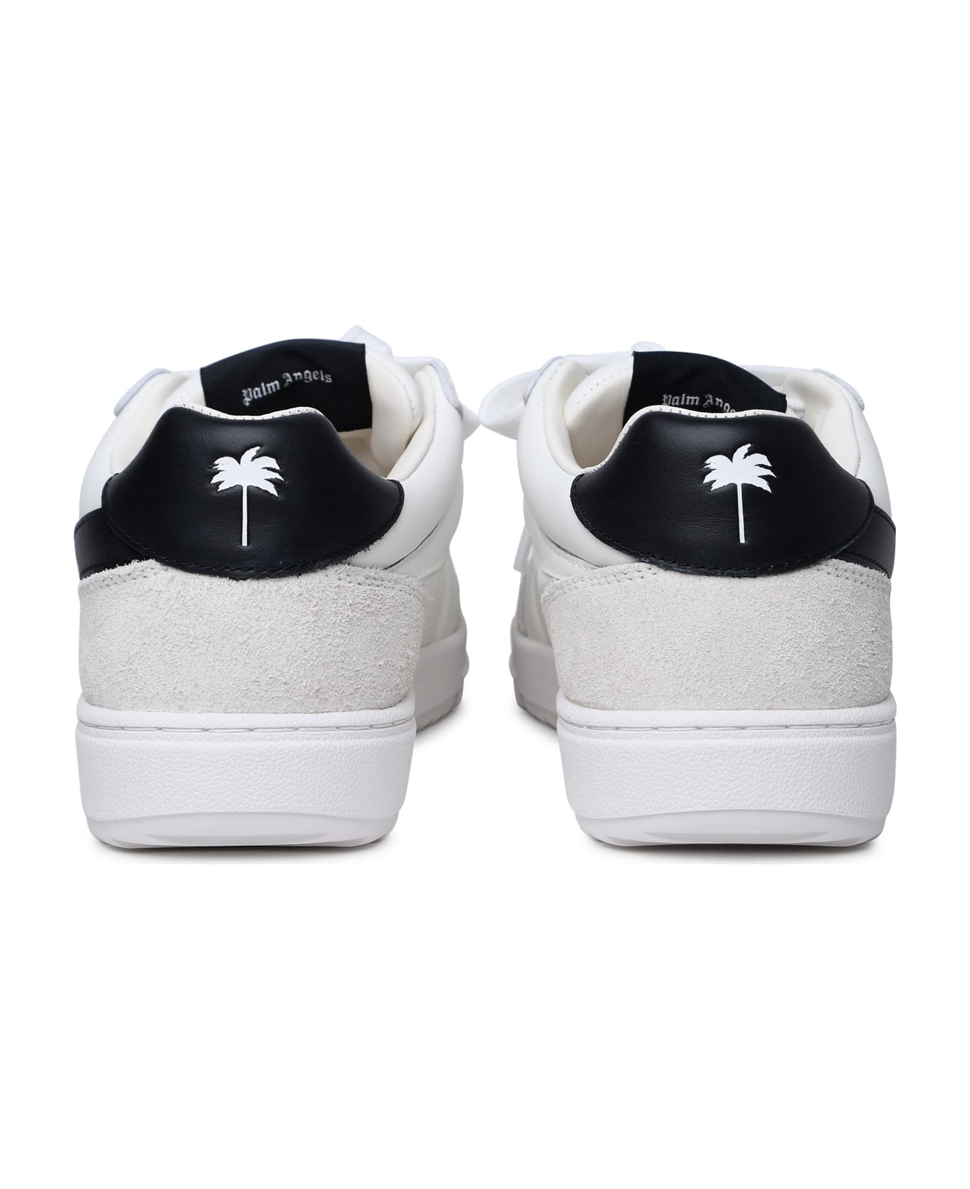 Palm Angels 'palm Beach University' White Leather Sneakers - WHITE BLACK (White)