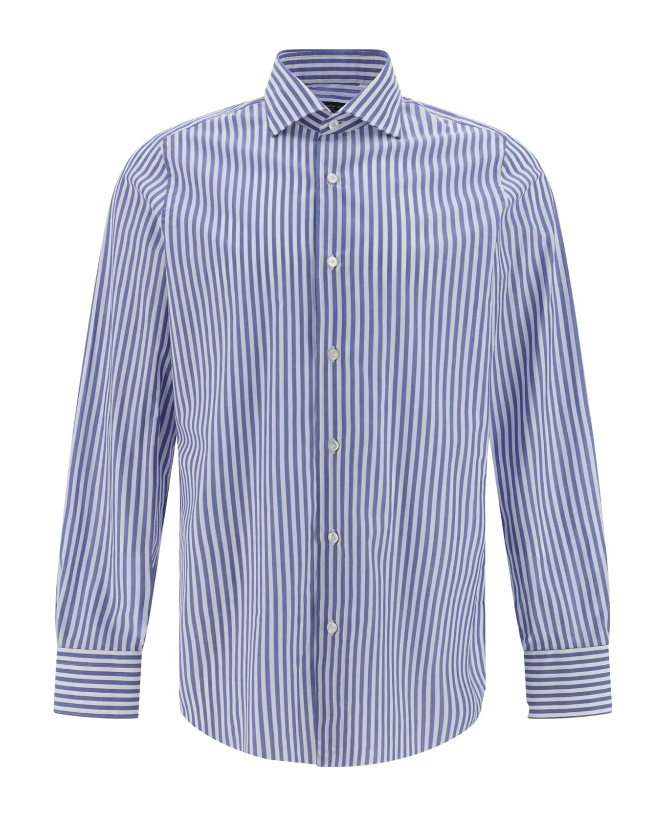 Finamore Milano Shirt - Riga Larga Bianco/blue シャツ