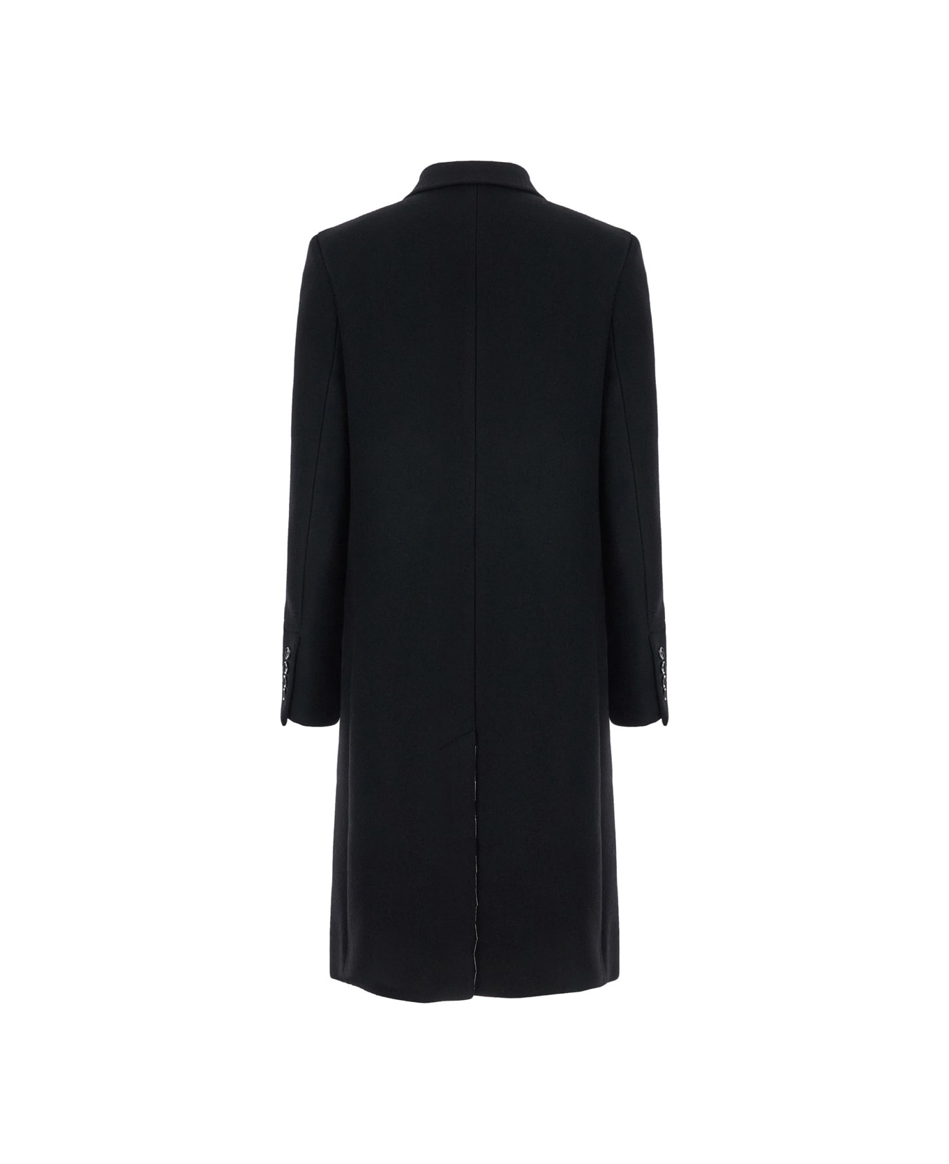 Ami Alexandre Mattiussi Black Double-breasted Coat With Peak Revers In Wool Woman - Black