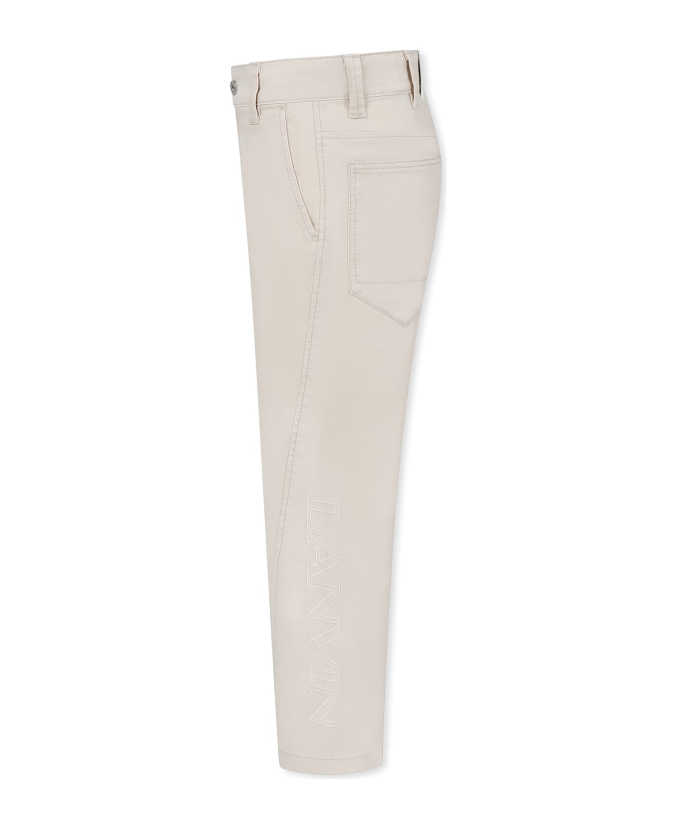 Lanvin Ivory Trousers For Boy With Logo - Ivory