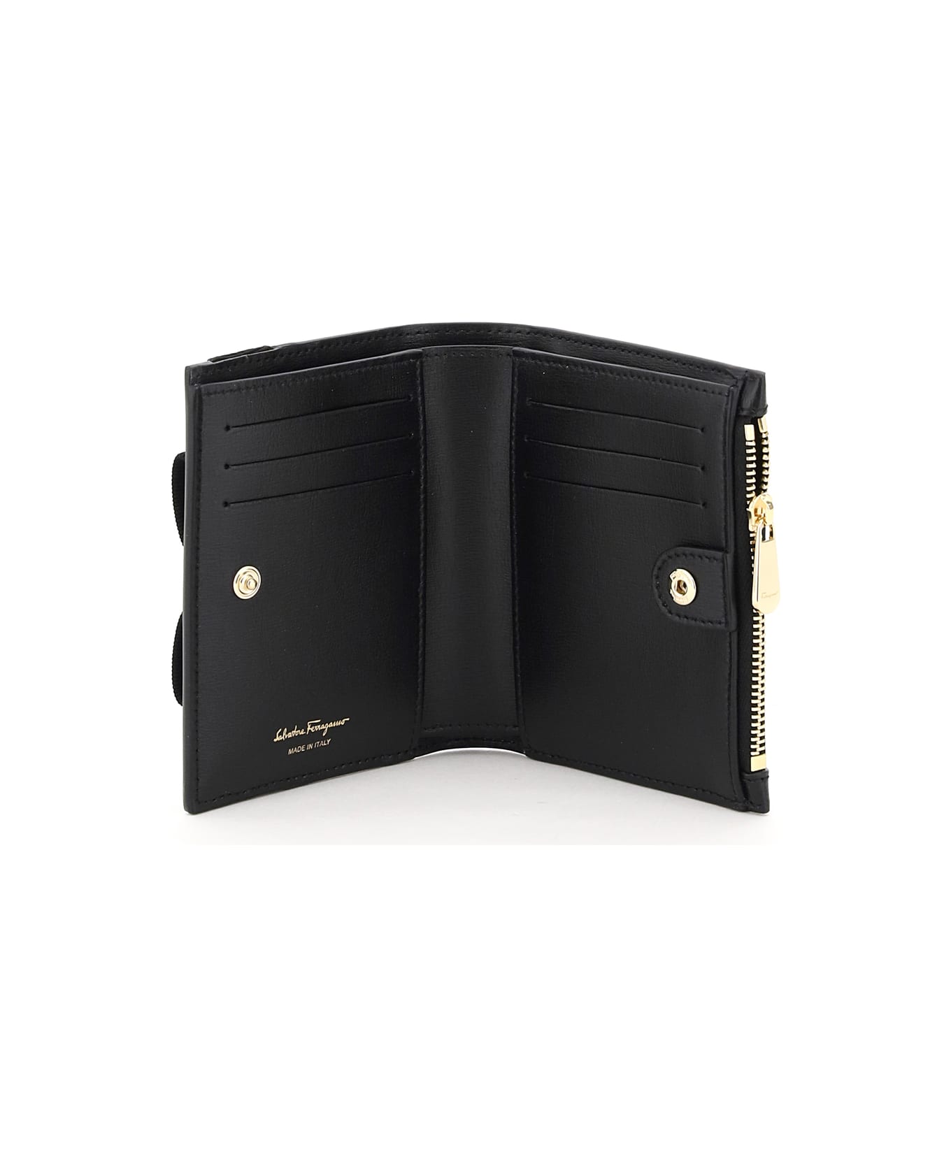 Ferragamo Vara Bow Compact Wallet - BLACK