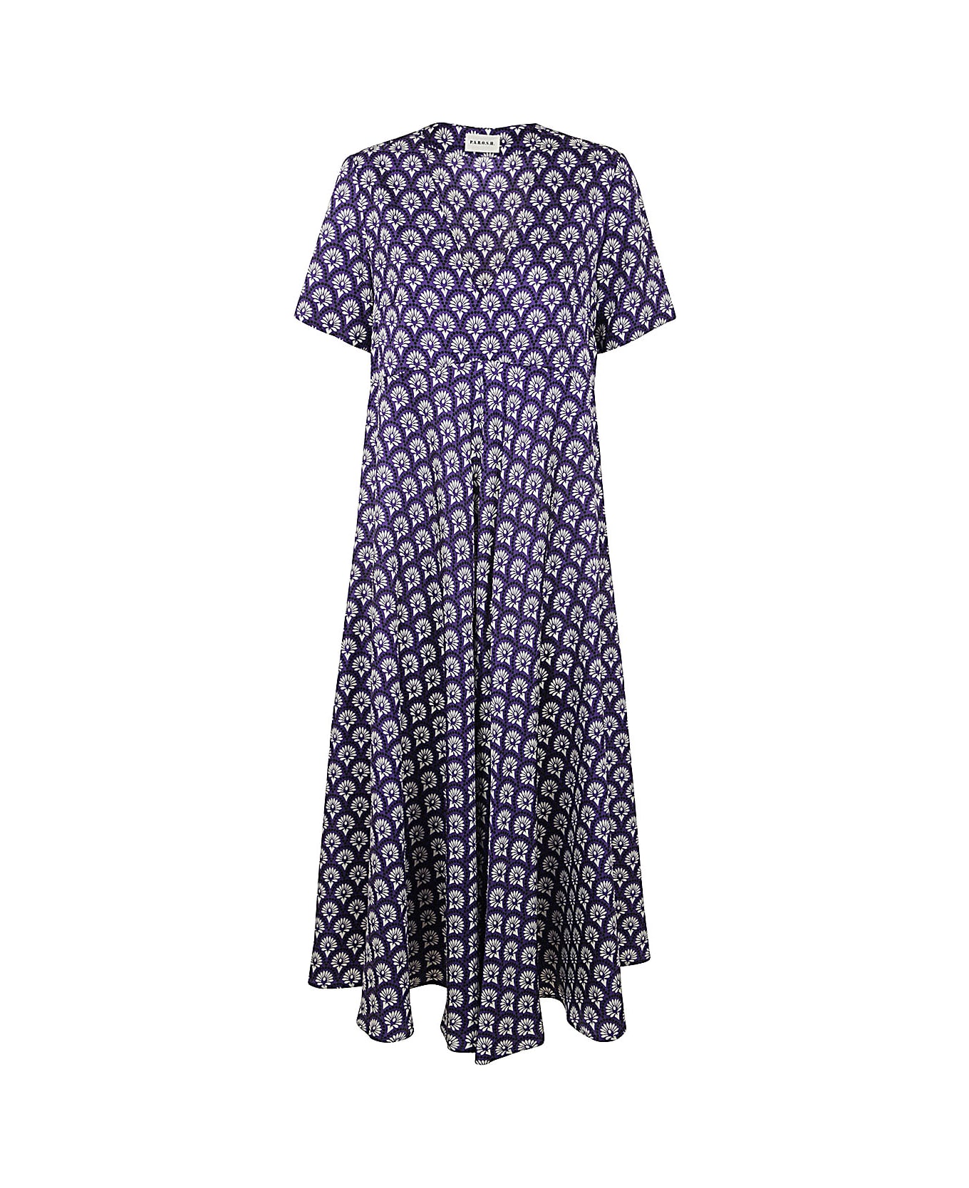 Parosh Loose Short Sleeve Dress - Purple Fantasy
