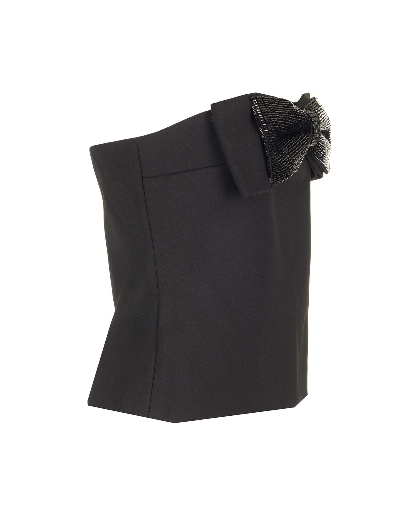 self-portrait Bow Bandeau Top - Black