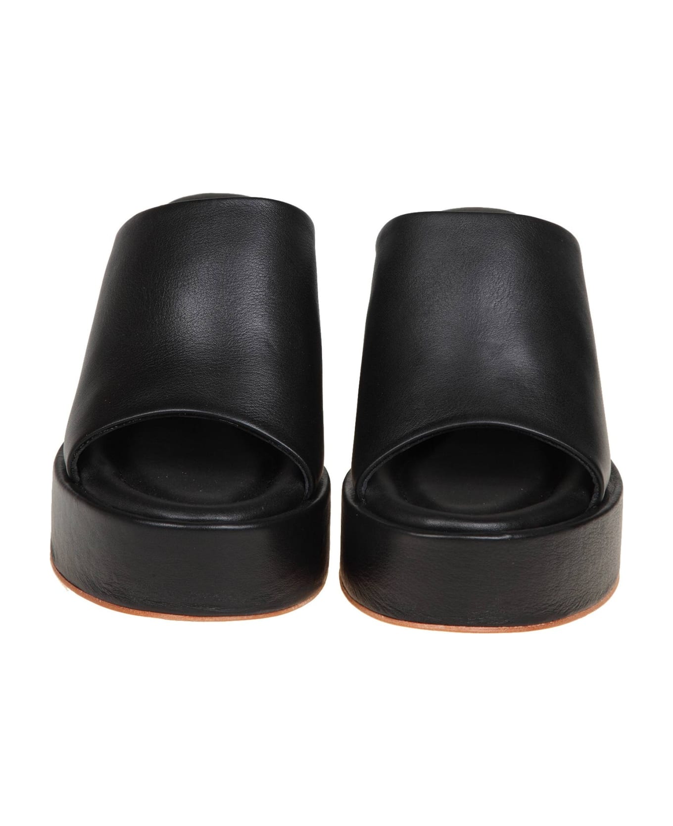 Paloma Barceló Marit Wedge Sandal In Black Leather - Black サンダル