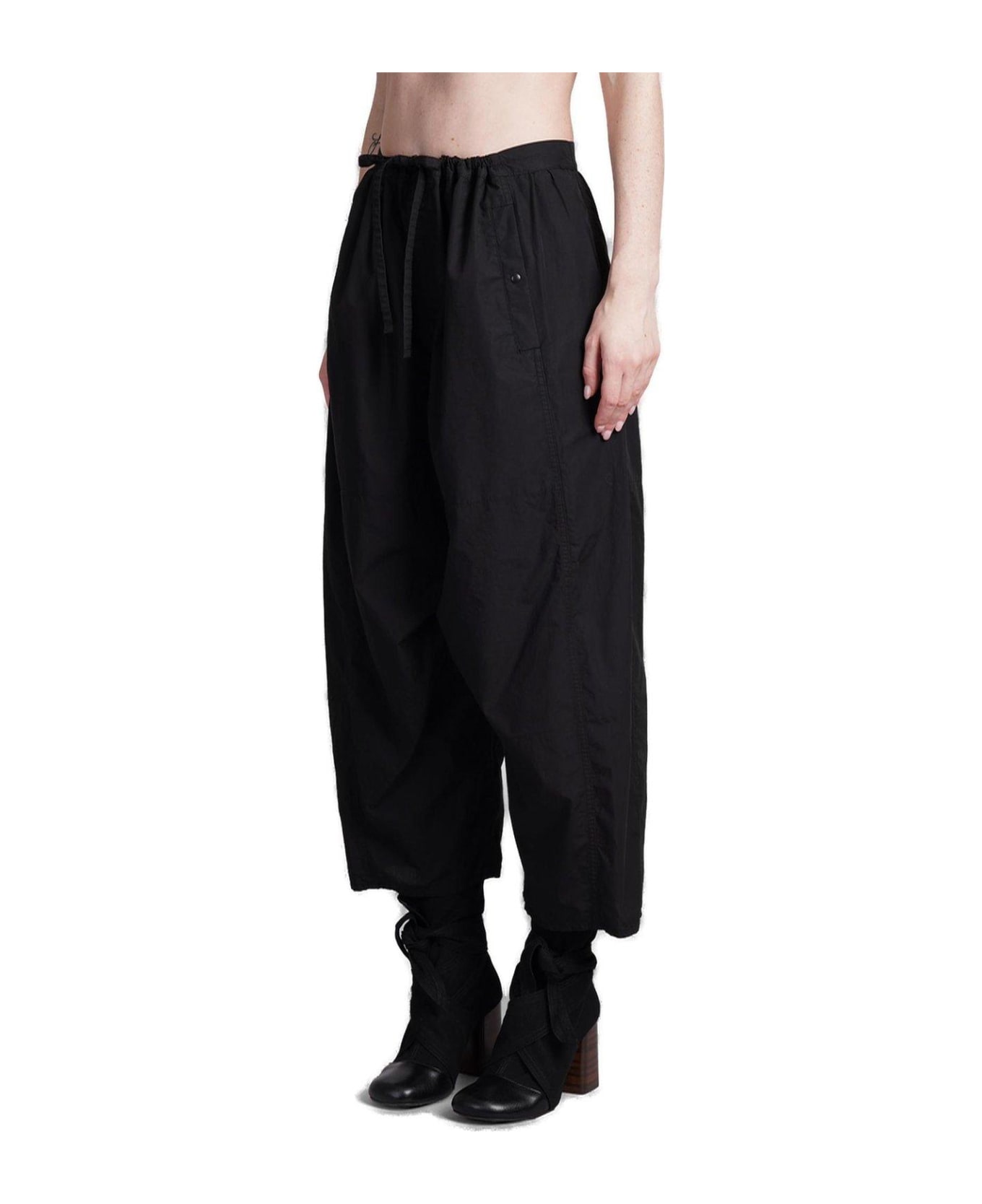 Lemaire Tapered Leg Drawstring Waist Trousers - BLACK ボトムス