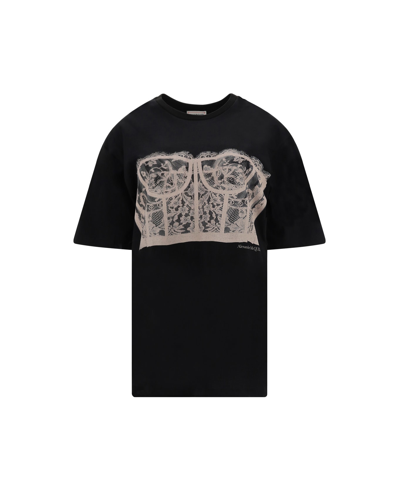 Alexander McQueen Lace Corset T-shirt - Black/shell Tシャツ