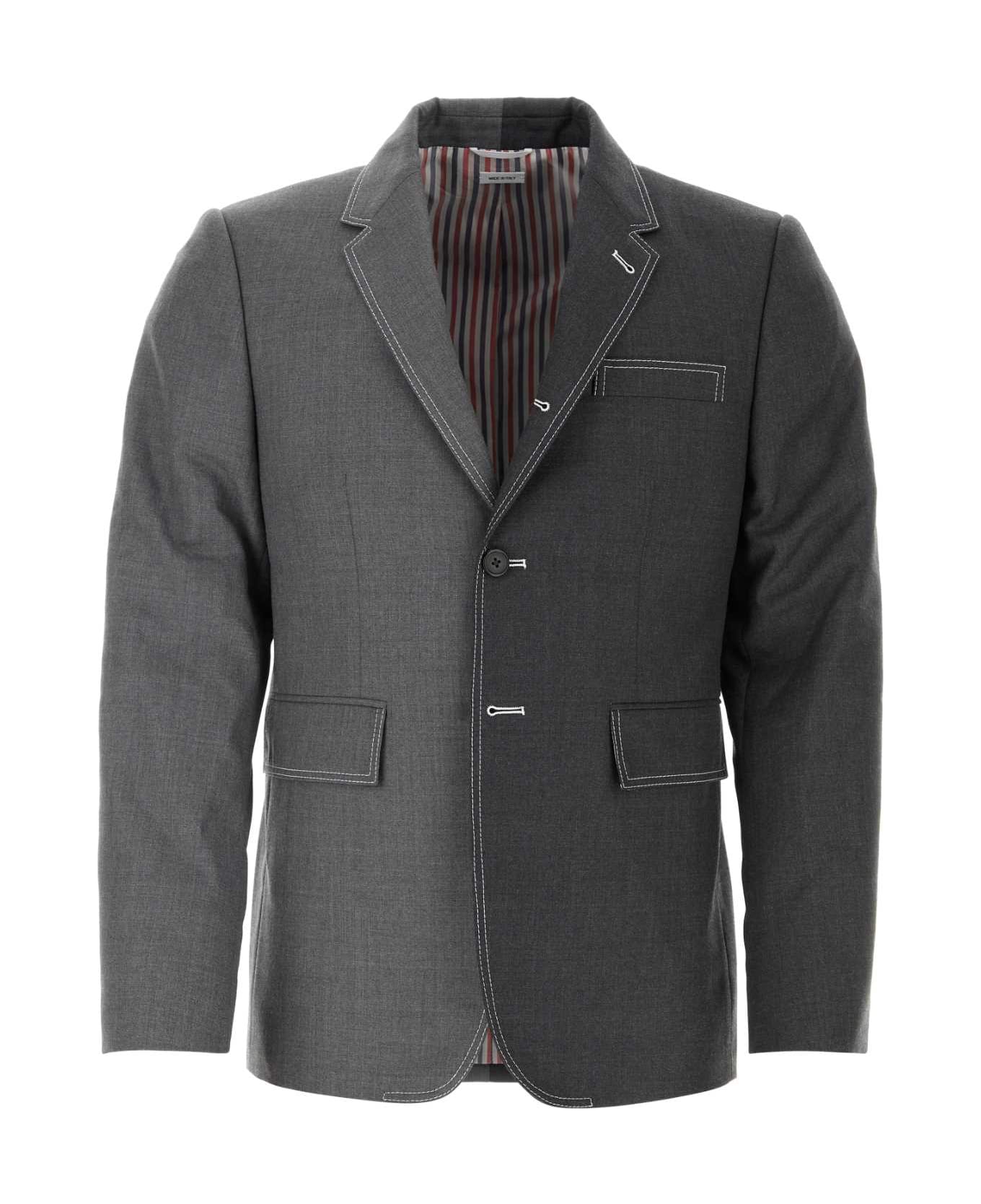 Thom Browne Two-tone Twill Blazer - MEDGREY