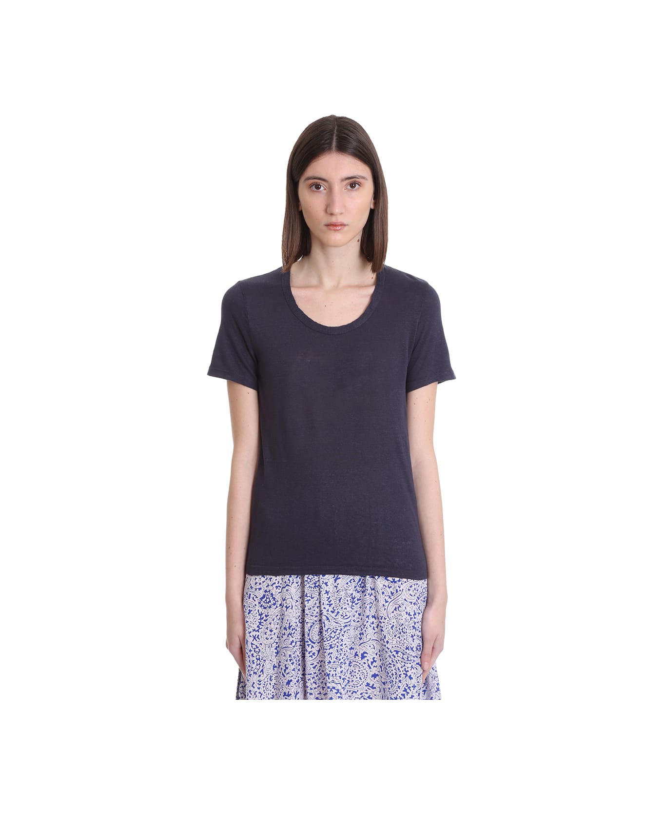 Marant Étoile Isabel Marant Étoile Kiliann T-shirt In Blue Linen - blue