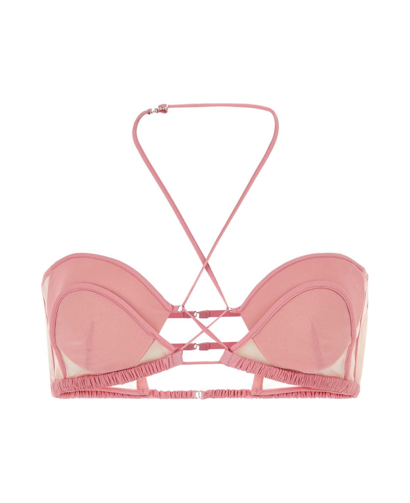 Nensi Dojaka Pink Stretch Chiffon Bra - BLOSSM