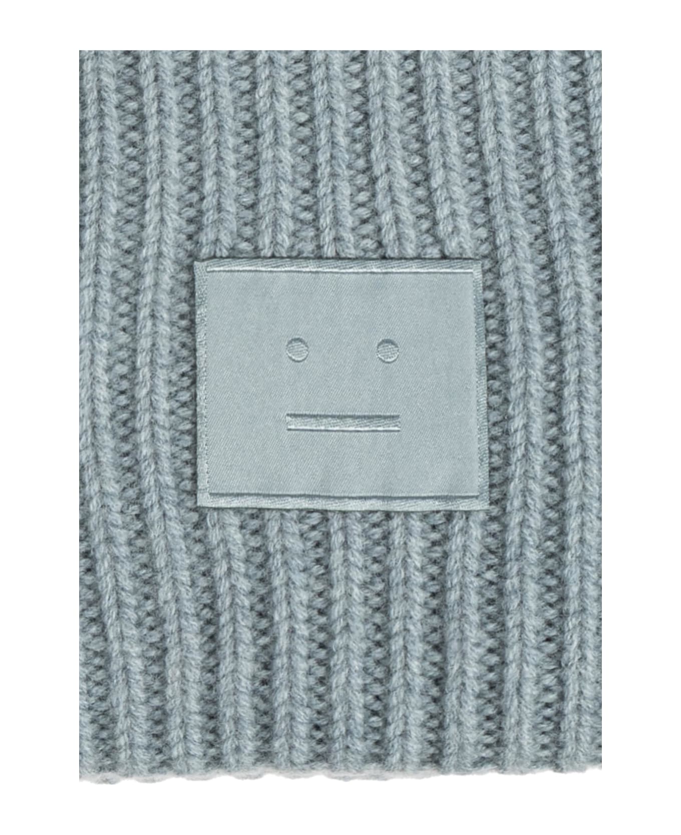 Acne Studios Wool Beanie With Logo - DUSTY BLUE