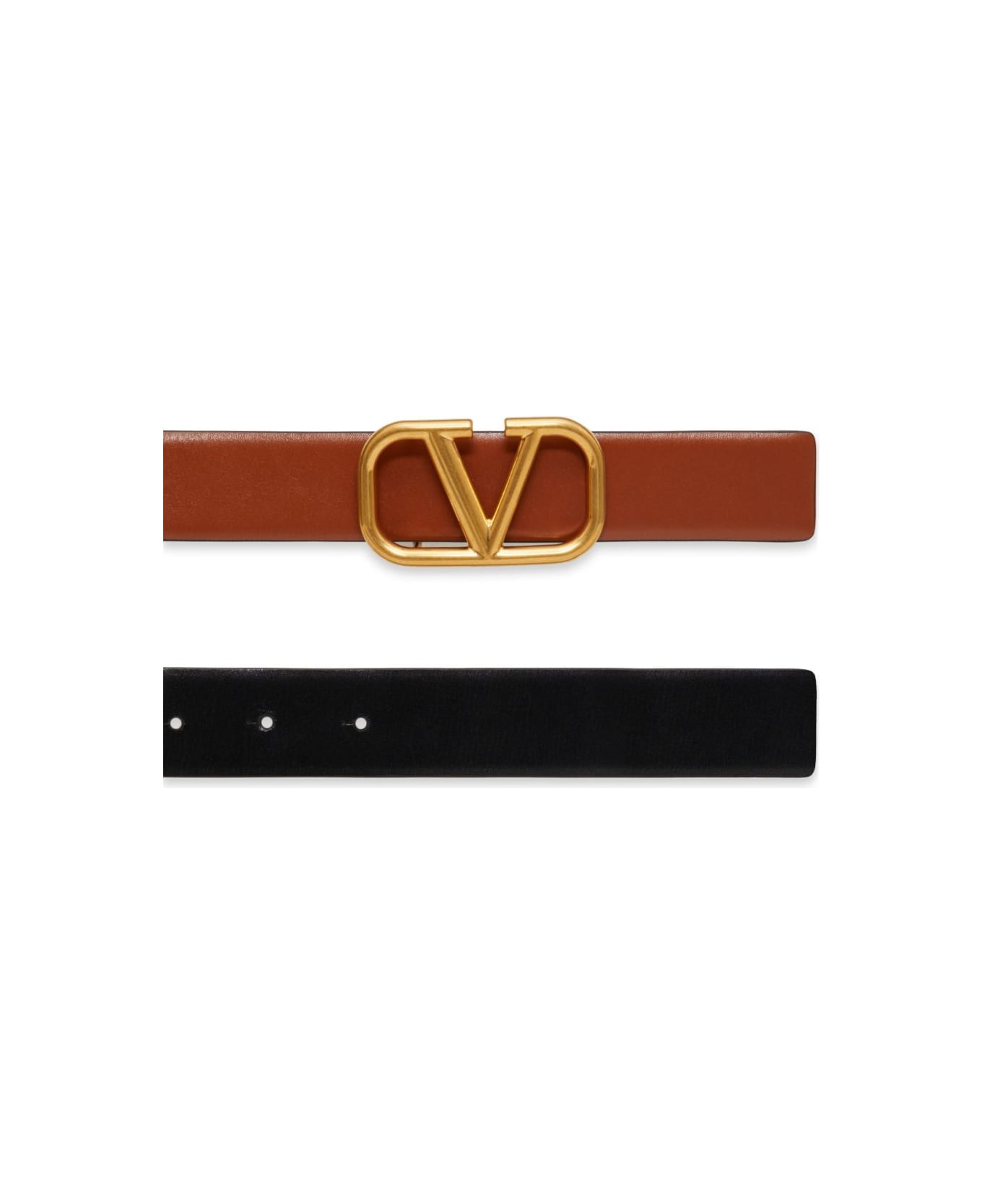 Valentino Garavani Leather Reversible Vlogo Belt - Leather Brown