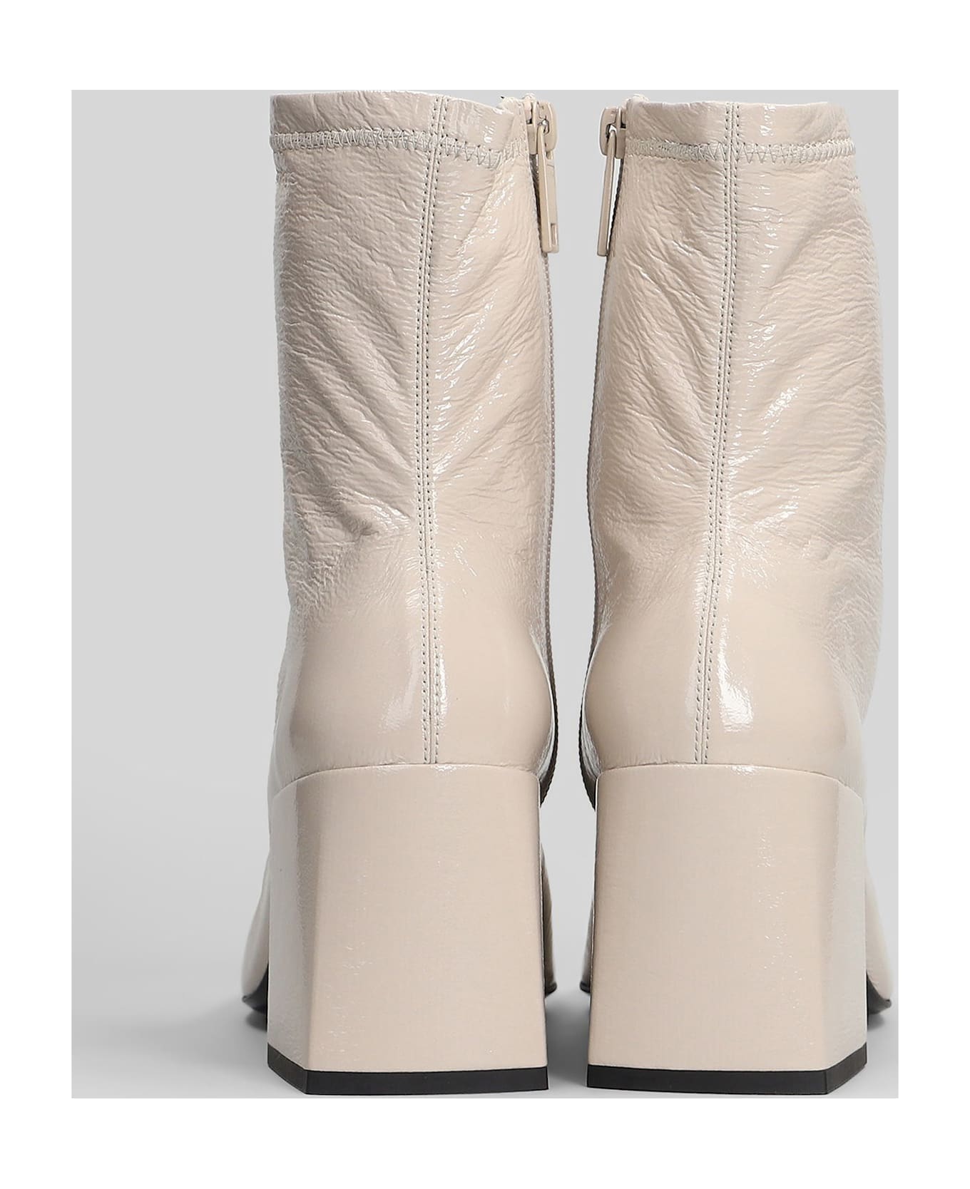 Courrèges High Heels Ankle Boots In Beige Leather - beige