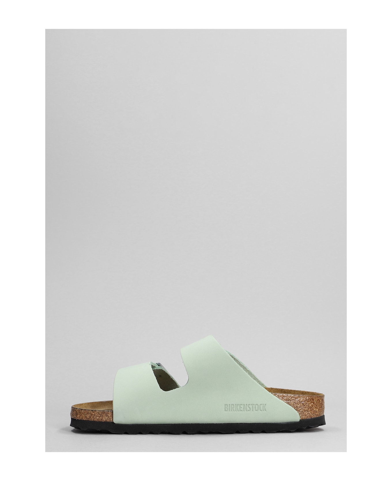 Birkenstock Arizona Sfb Flats In Green Leather - green